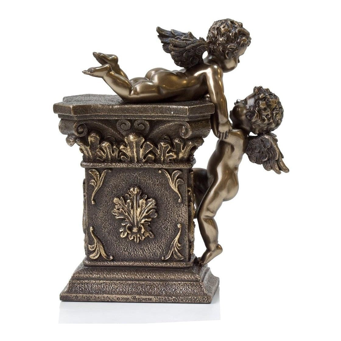 Art nouveau Clock with Angels Cupid.Art nouveau Desk Clock with Cherub