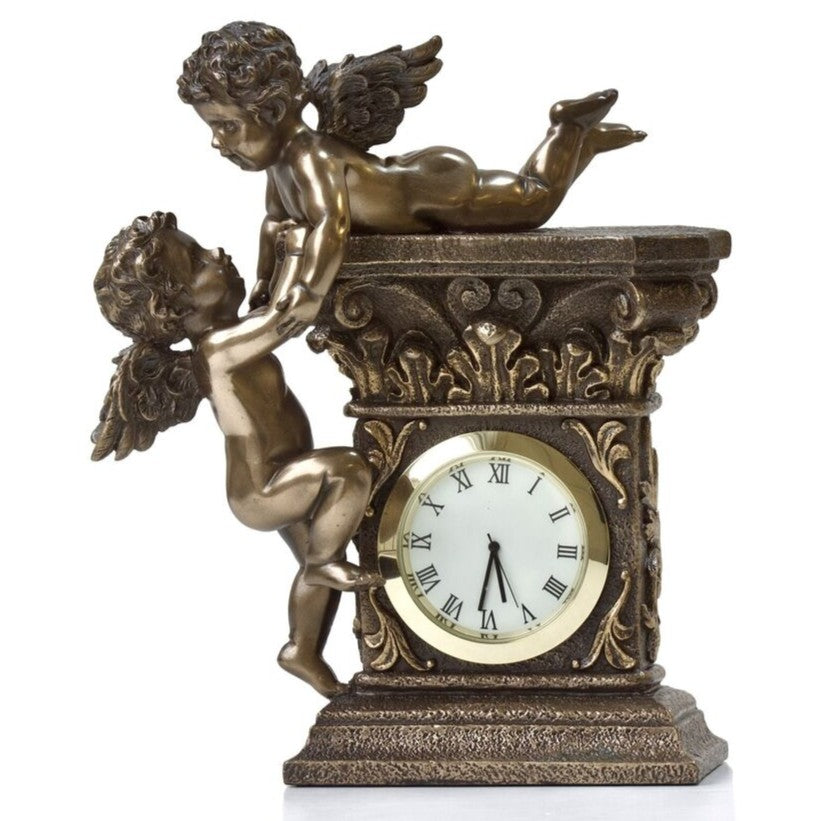 Art nouveau Clock with Angels Cupid.Art nouveau Desk Clock with Cherub