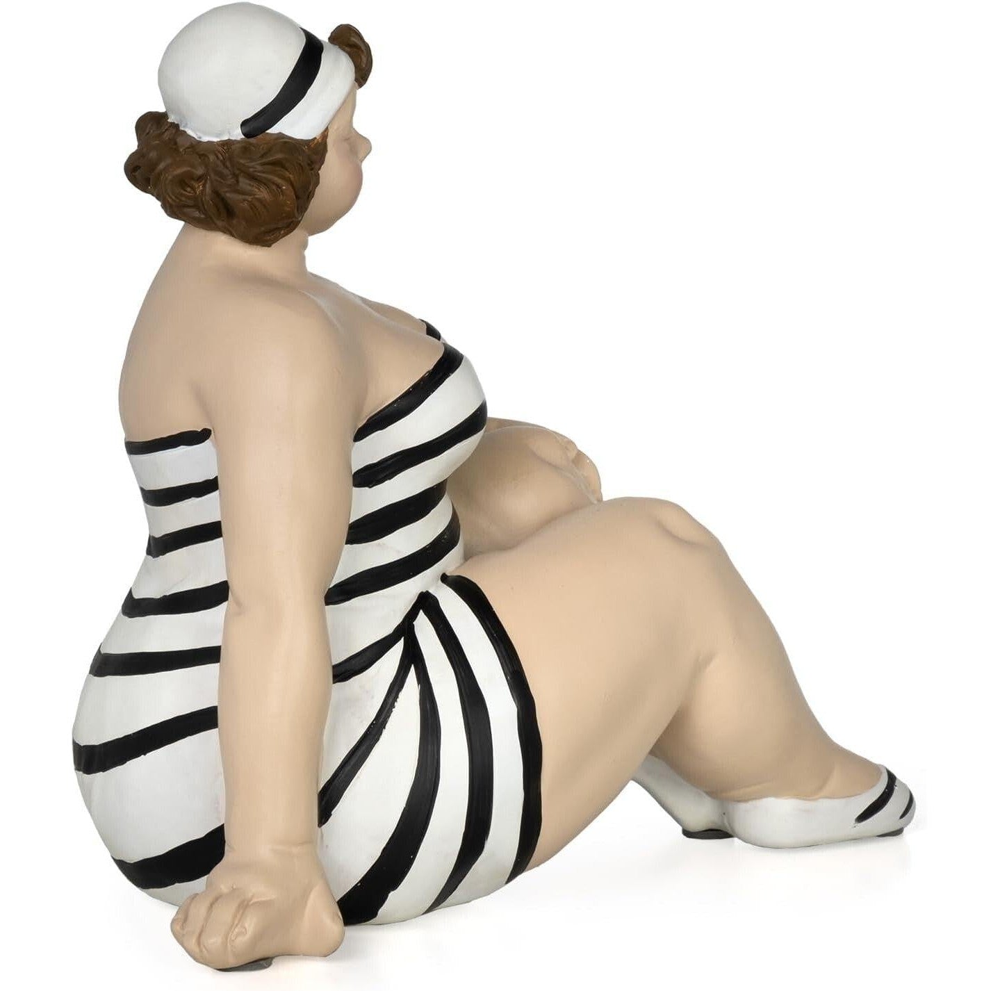 Resin Figurine of a Woman in Striped Swimsuit – Retro Beach Style