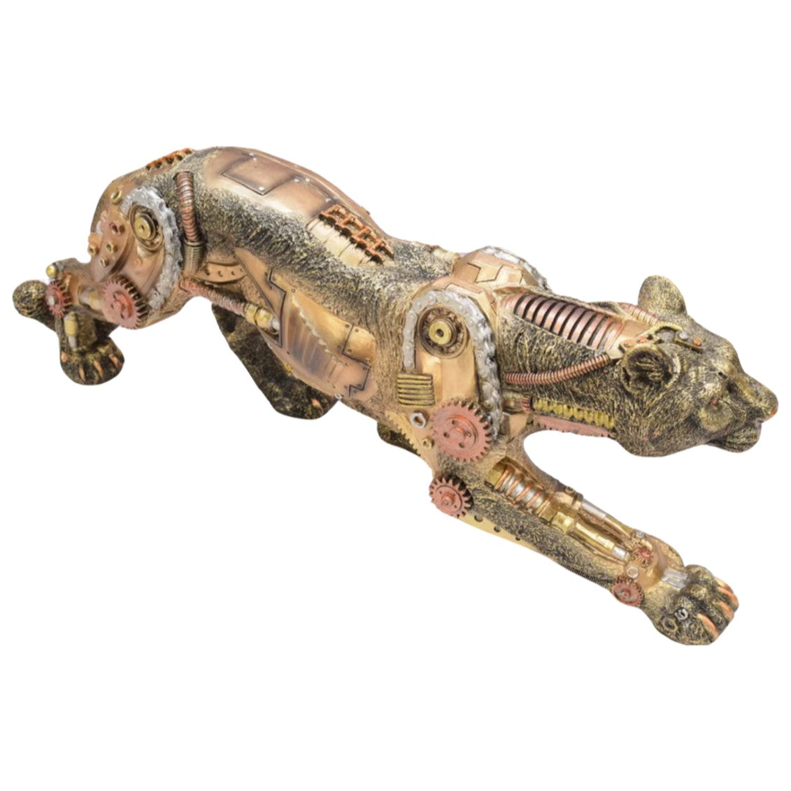 Large Resin Steampunk Panther Figurine with Mechanical Details