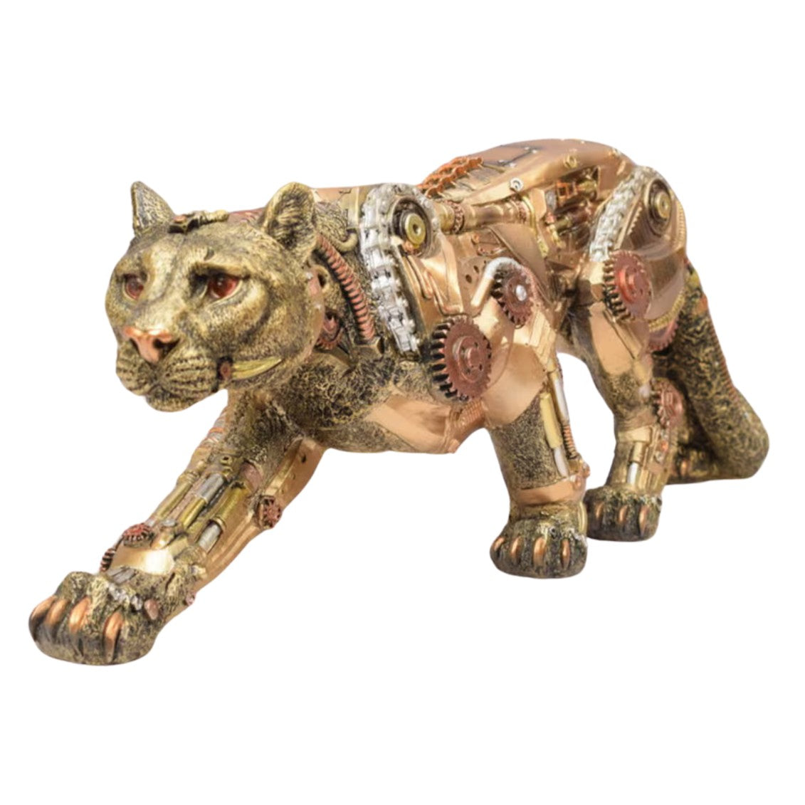 Large Resin Steampunk Panther Figurine with Mechanical Details