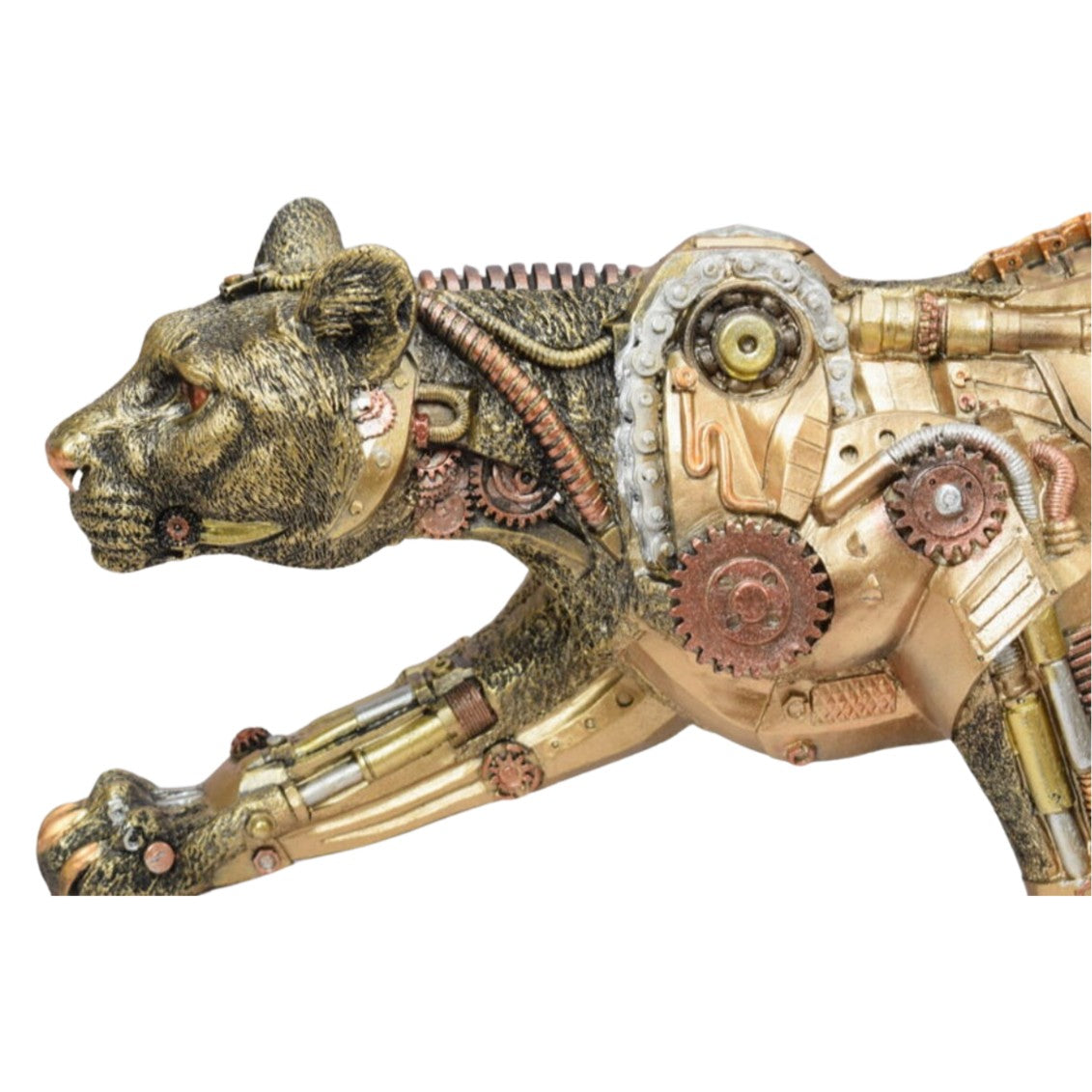 Large Resin Steampunk Panther Figurine with Mechanical Details