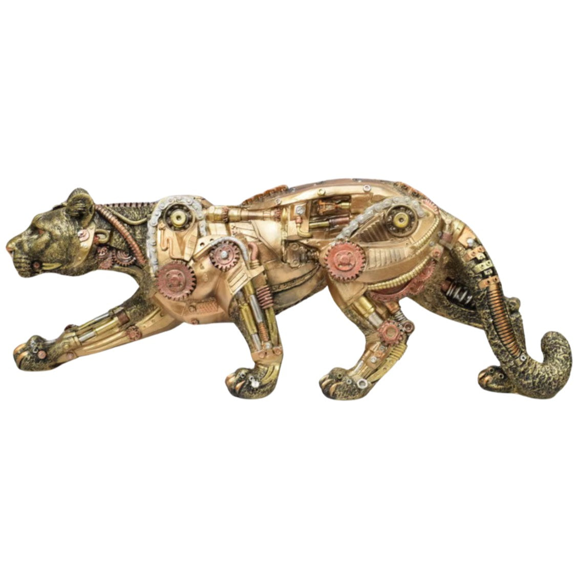 Large Resin Steampunk Panther Figurine with Mechanical Details