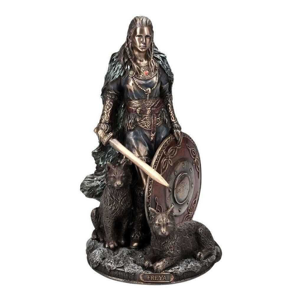 Freya Germanic Goddess as Shieldmaiden Statue. Nordic Goddess Freya