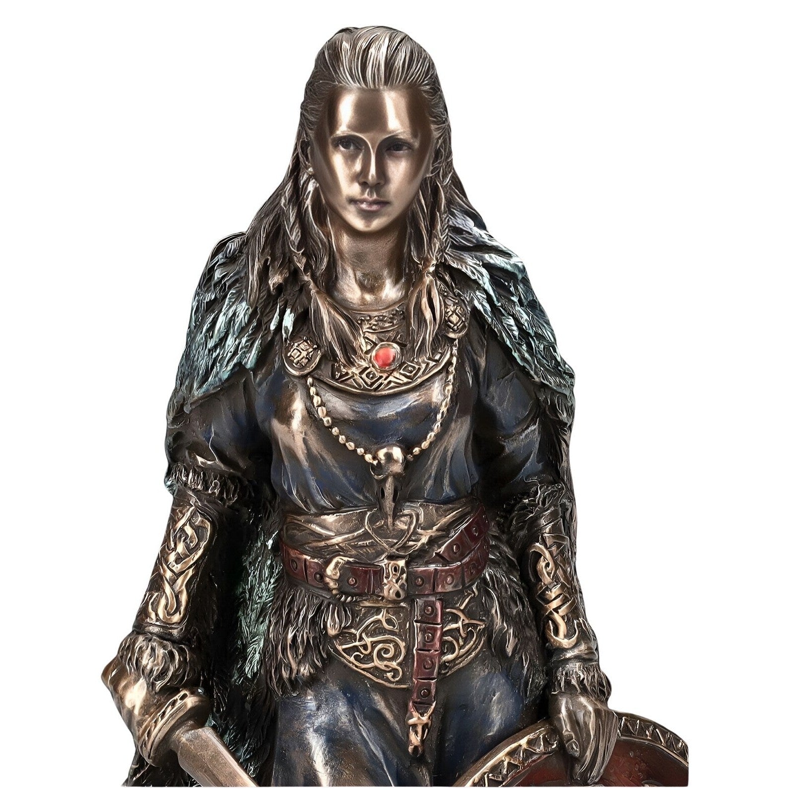 Freya Germanic Goddess as Shieldmaiden Statue. Nordic Goddess Freya