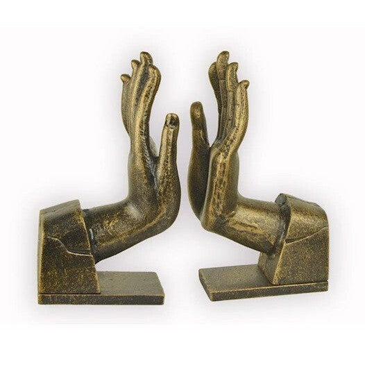 Hands Bookend Pair | Handcrafted Bronze Decor | Unique Home Accent