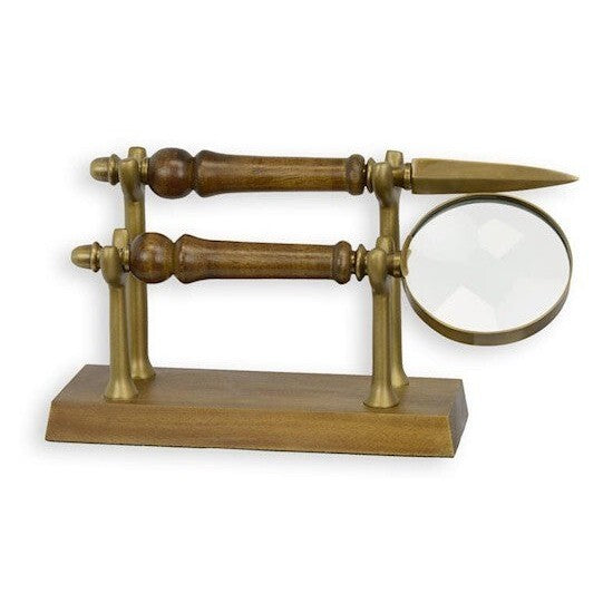 Vintage Magnifying Glass Desk Stand | Brass Decor | Gift Idea