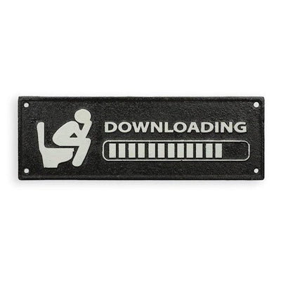 Downloading Toilet Humor Sign | Handcrafted Cast Iron Decor
