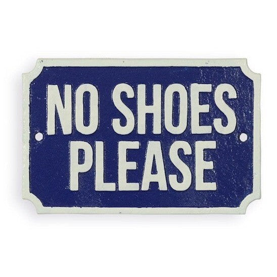 No Shoes Please Sign | Handcrafted Cast Iron Decor | Gift Idea