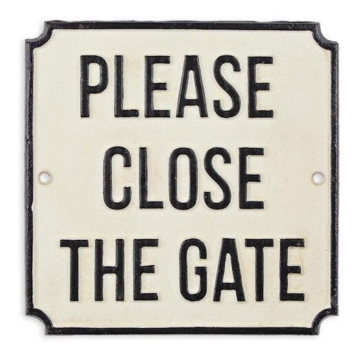 Please Close Gate Sign | Handcrafted Cast Iron Decor | Gift Idea