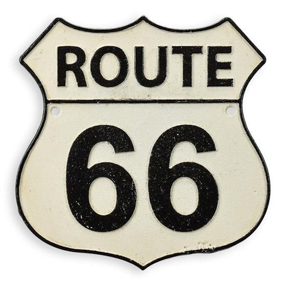 Route 66 Highway Sign | Handcrafted Cast Iron Decor | Gift Idea