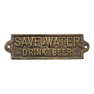 Save Water Beer Sign | Handcrafted Cast Iron Decor | Gift Idea