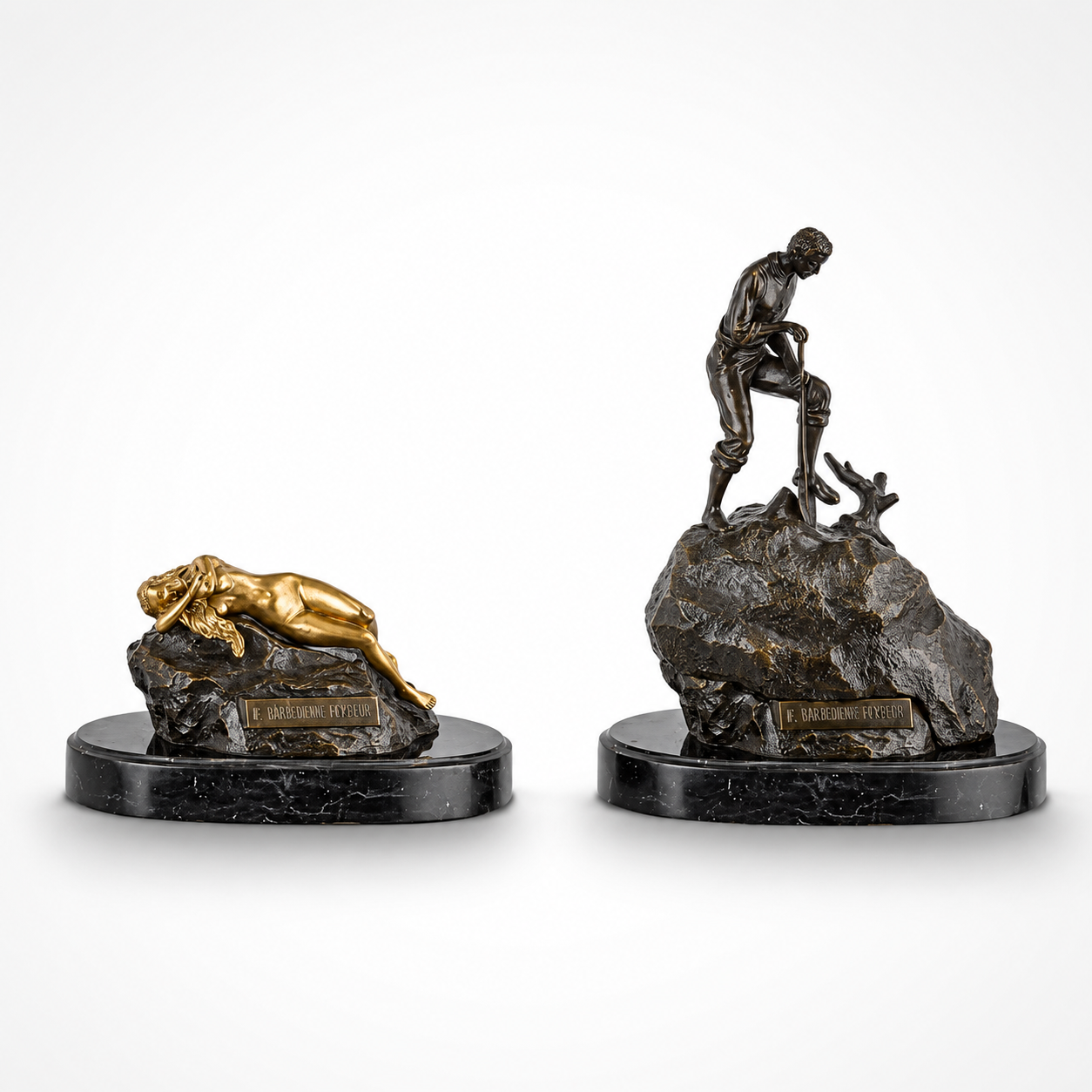 Thinker Reclining Duo | Handcrafted Bronze Decor