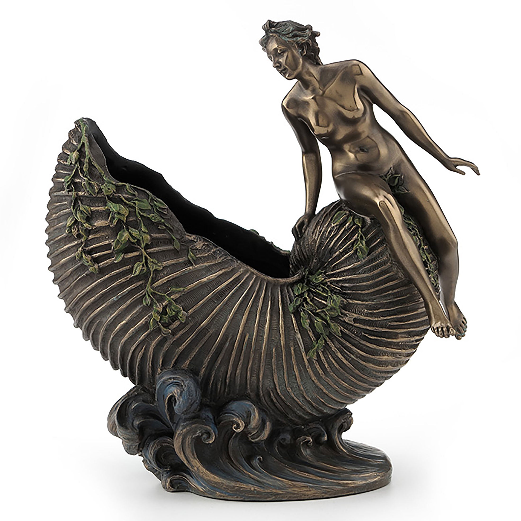 Art Nouveau Nude Lady Sitting On Nautilus Shell Vessel