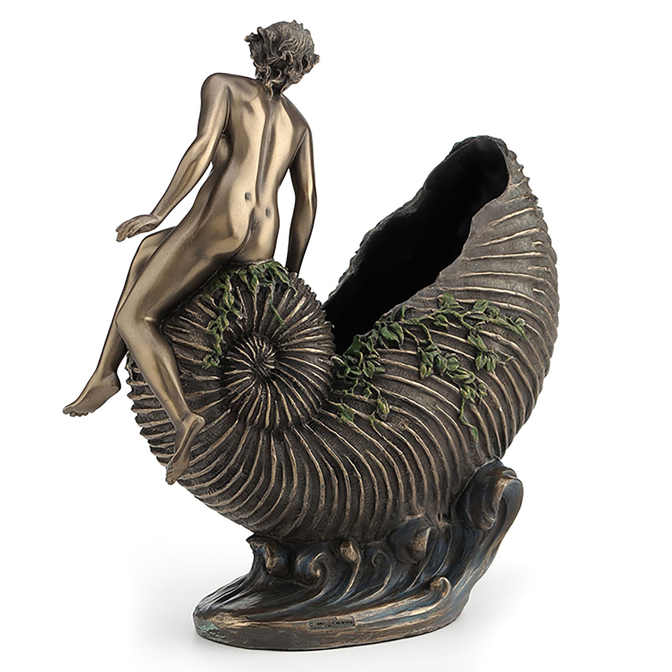 Art Nouveau Nude Lady Sitting On Nautilus Shell Vessel