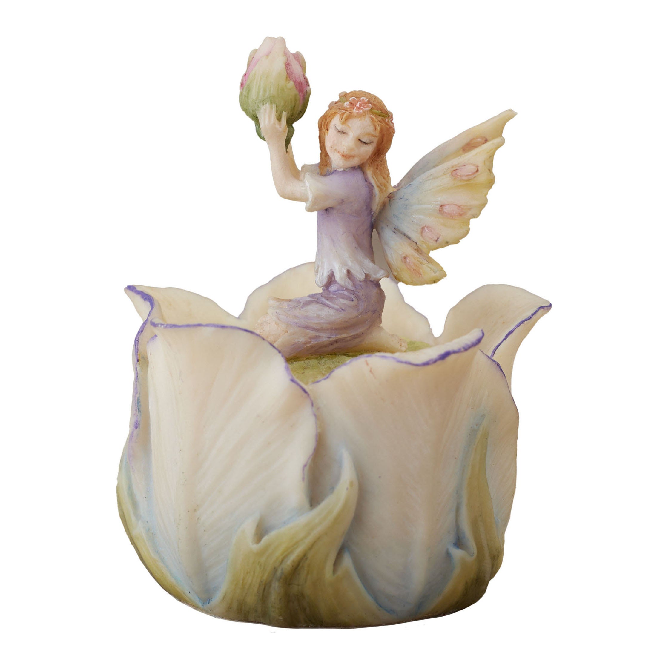 Little Fairy Kneeling On Tulip Trinket Box