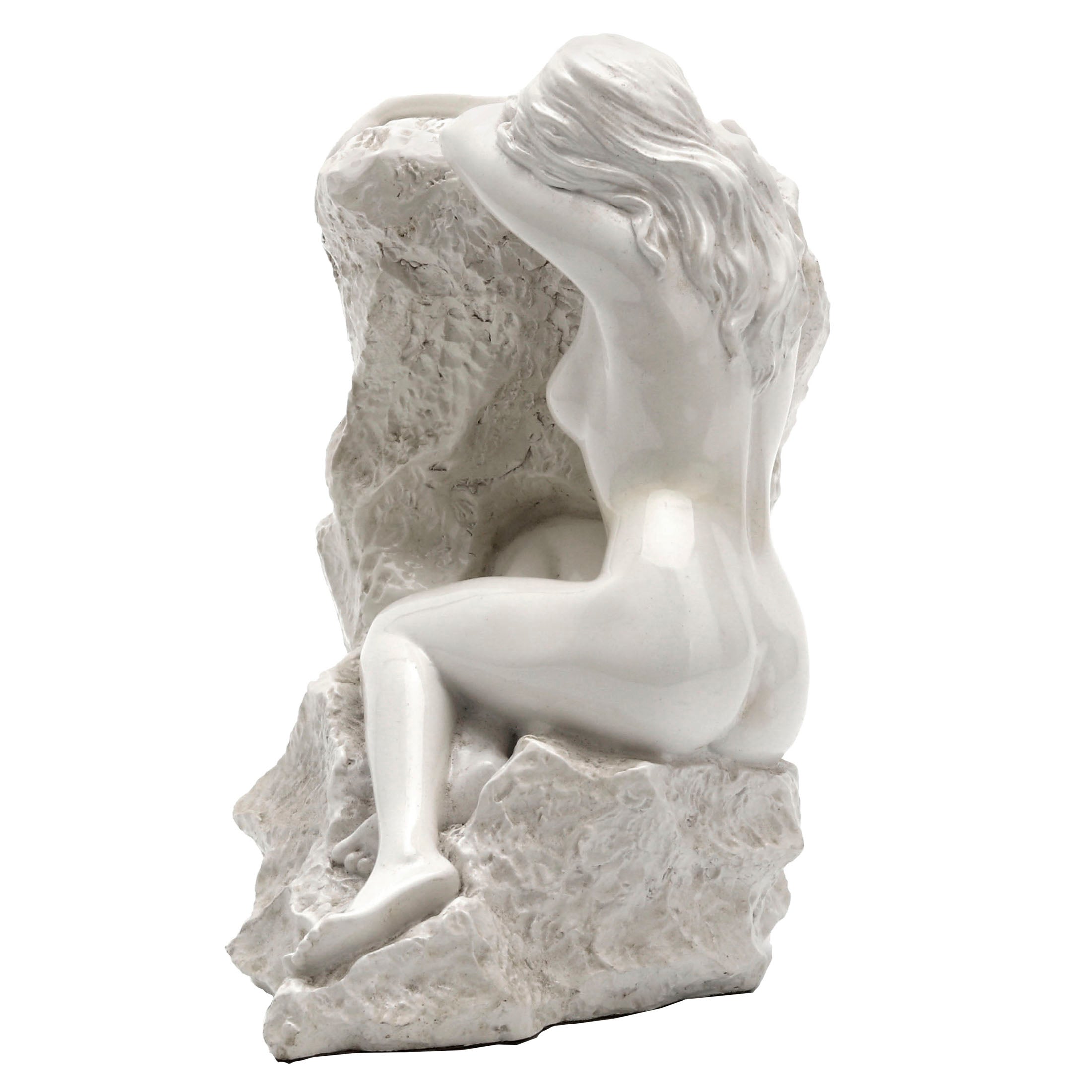 Nude Woman Resting Her Head On The Rock(White)