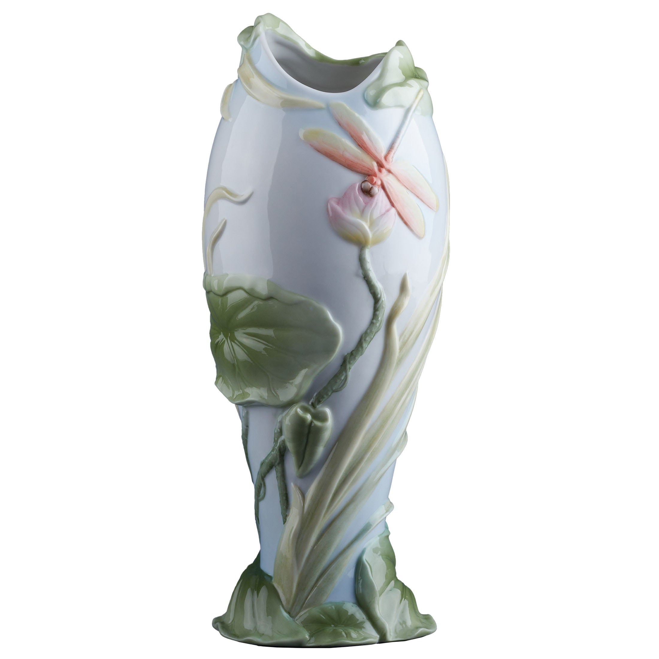 Dragonfly On Lotus Vase