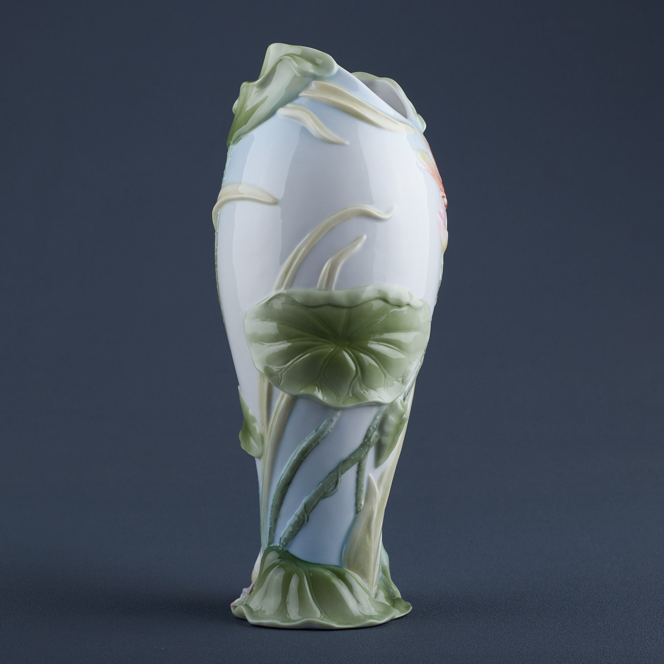 Dragonfly On Lotus Vase