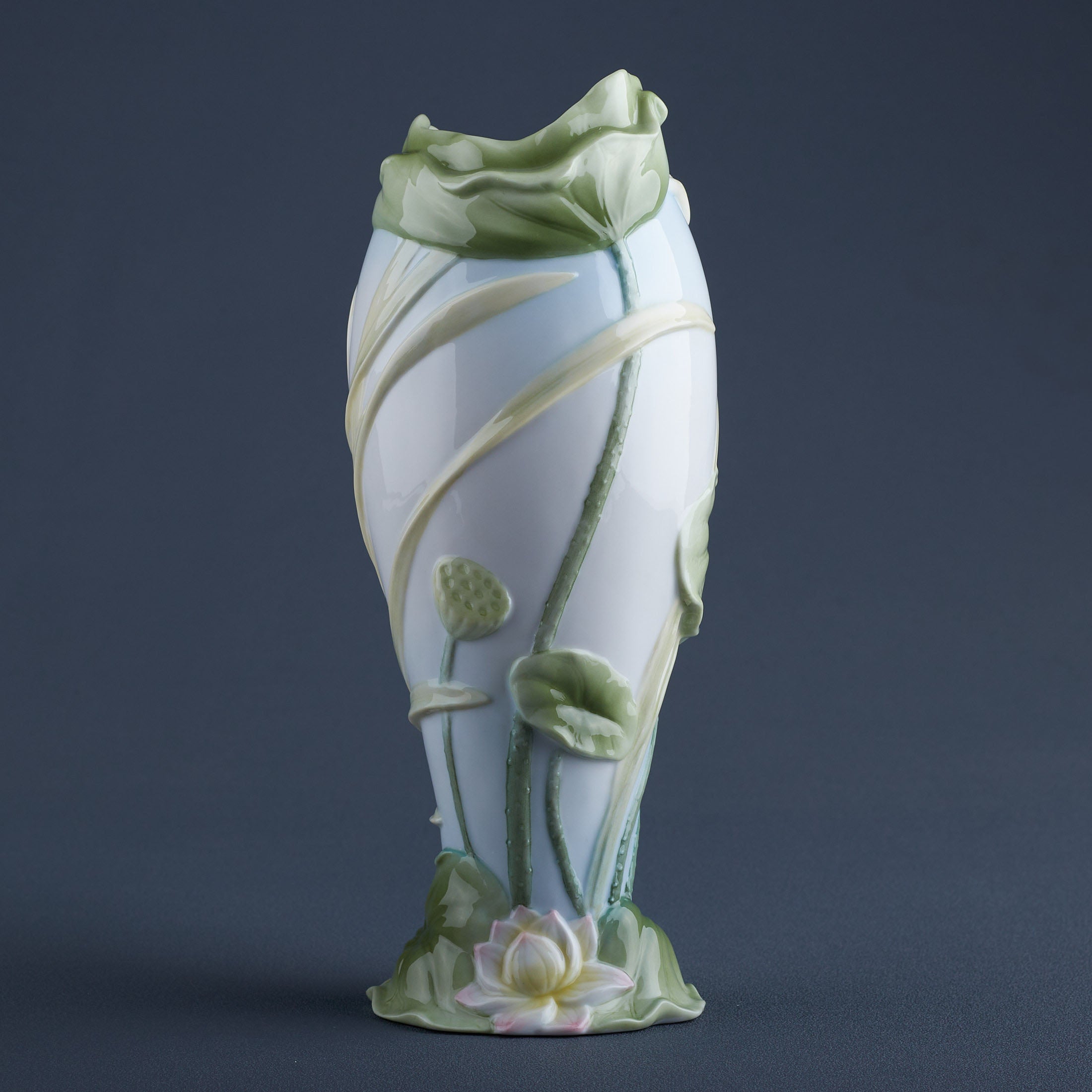 Dragonfly On Lotus Vase