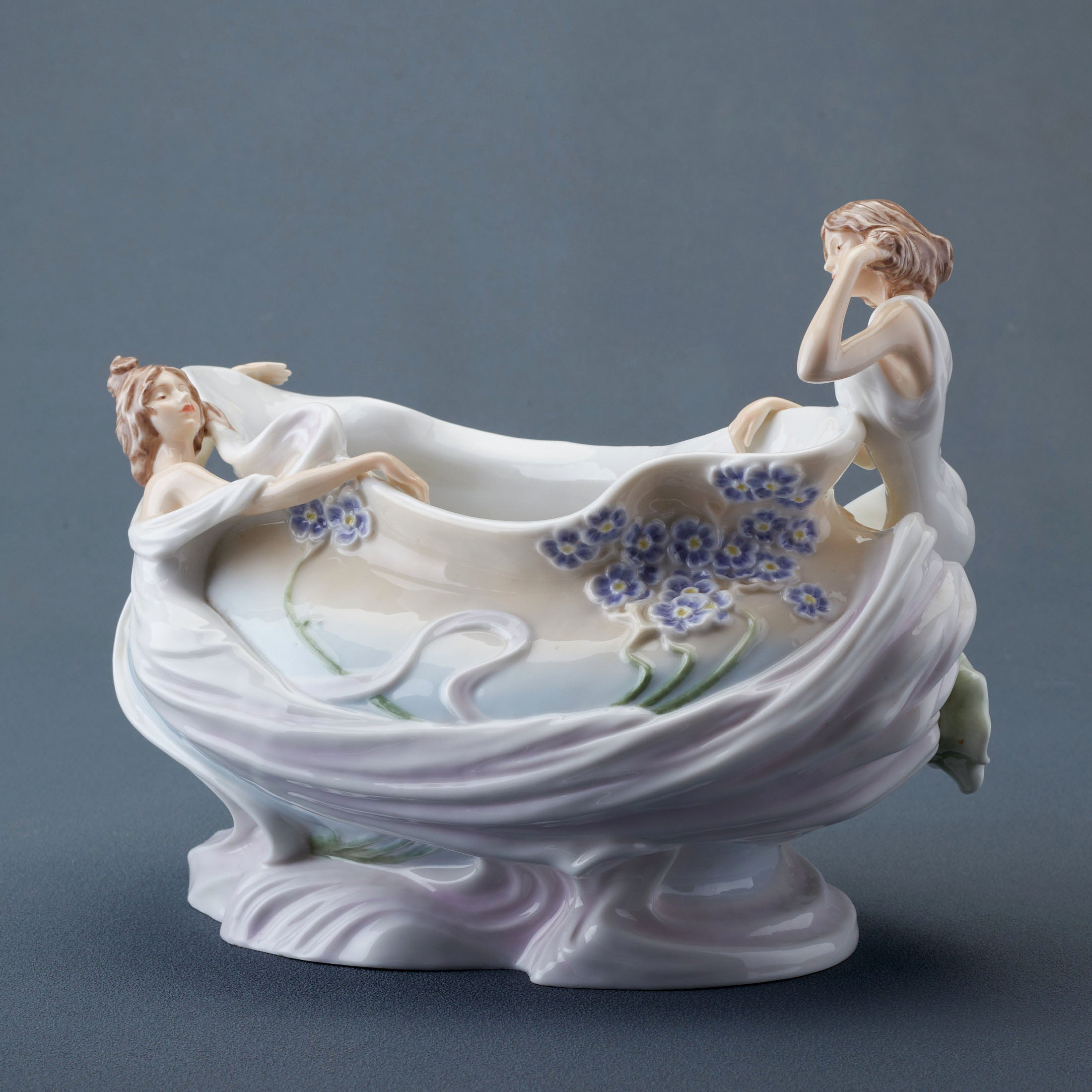 Nymph and Violet Centerpiece Bowl