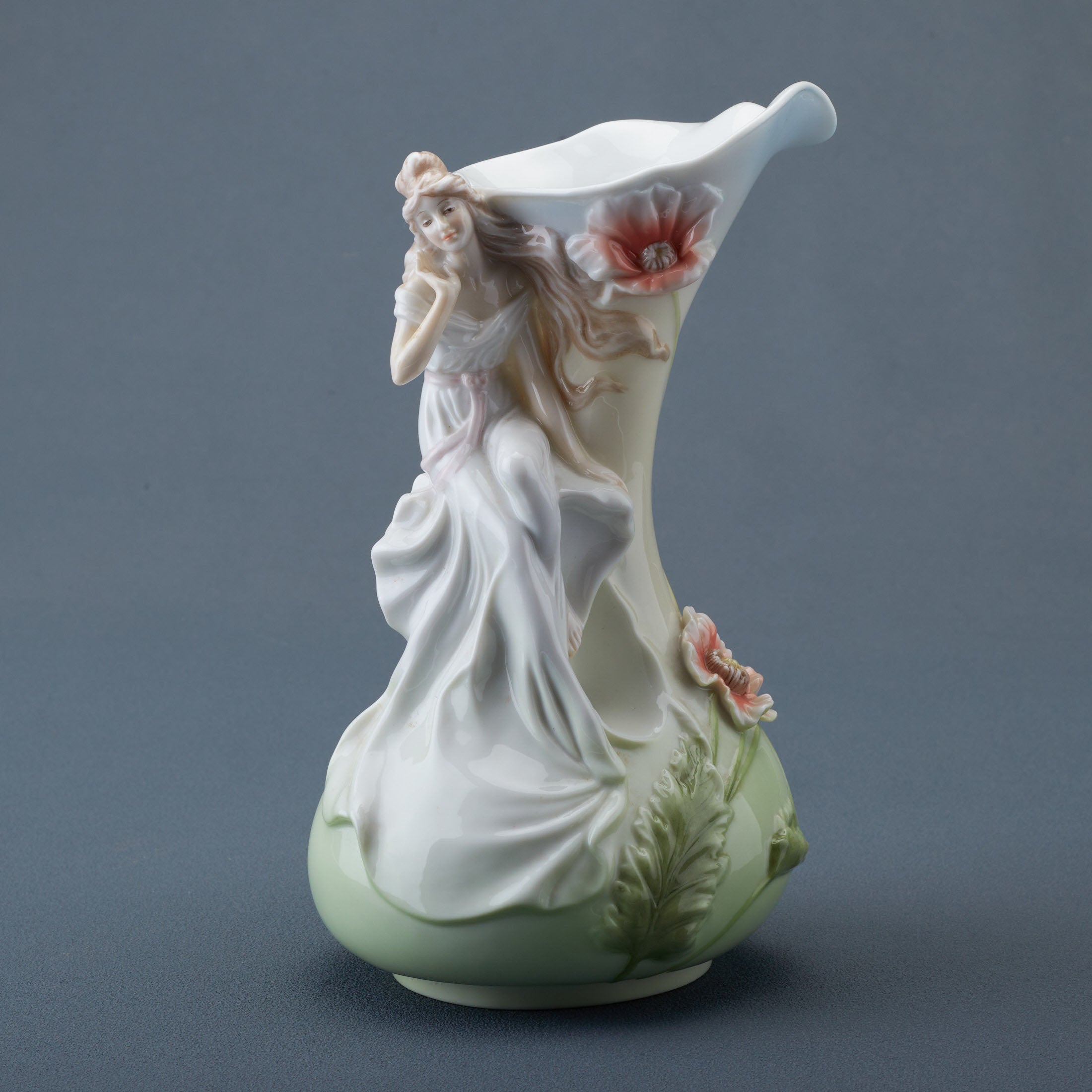 Maiden and Poppy Peek Through Vase