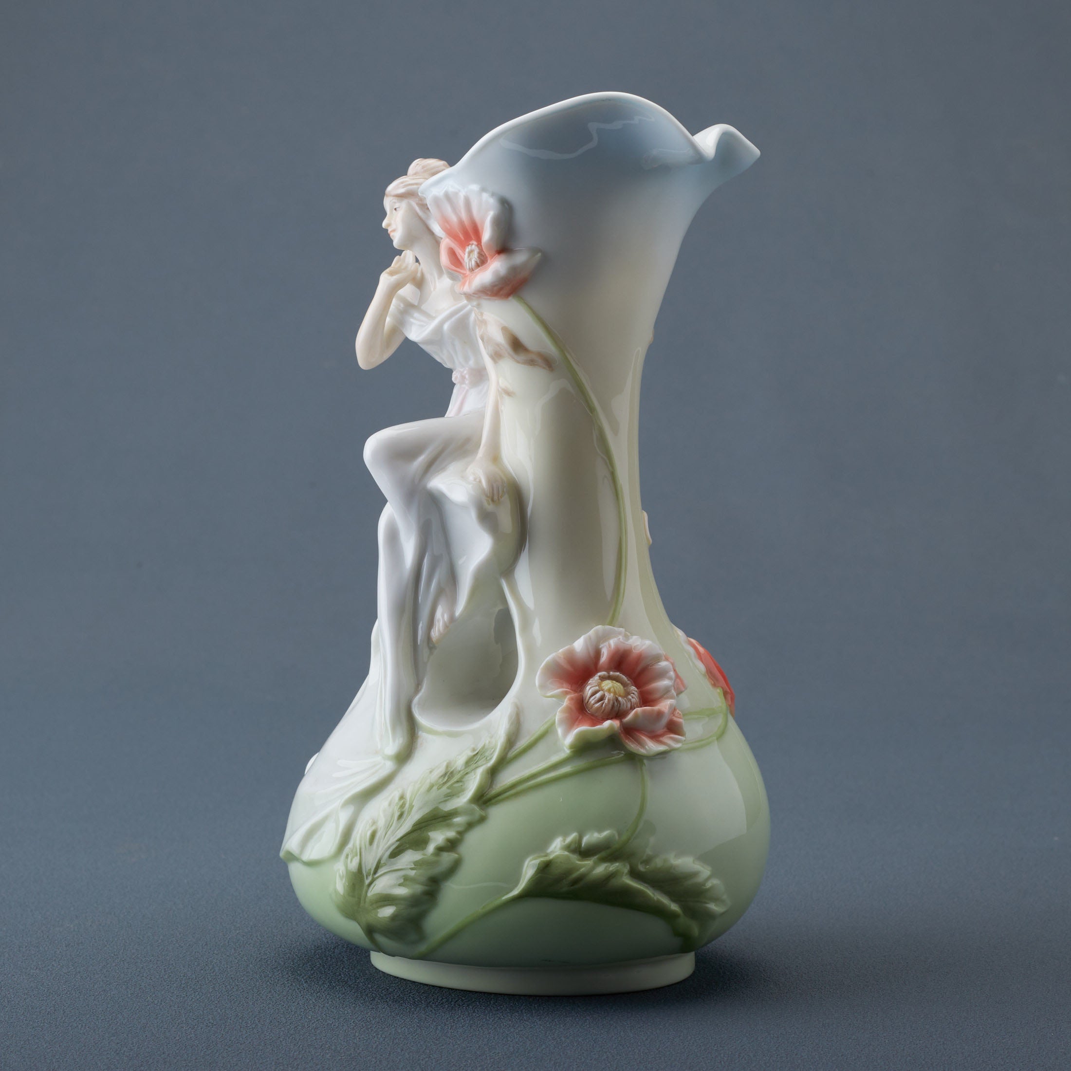 Maiden and Poppy Peek Through Vase