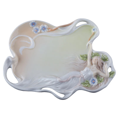 Art Nouveau Maiden and Violet Porcelain Tray