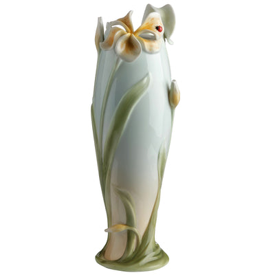 Tiger Lily and Lady Bug Tall Vase