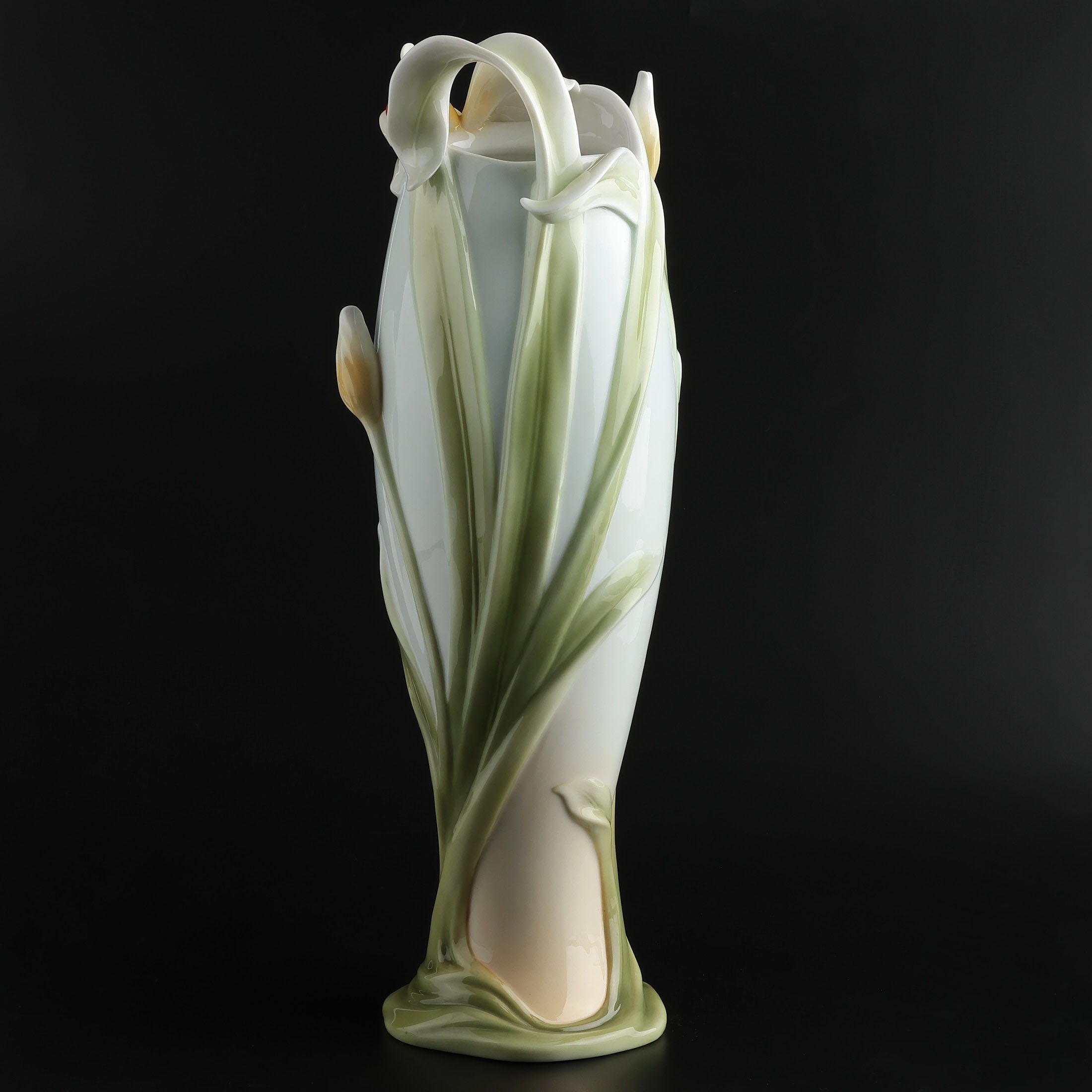 Tiger Lily and Lady Bug Tall Vase