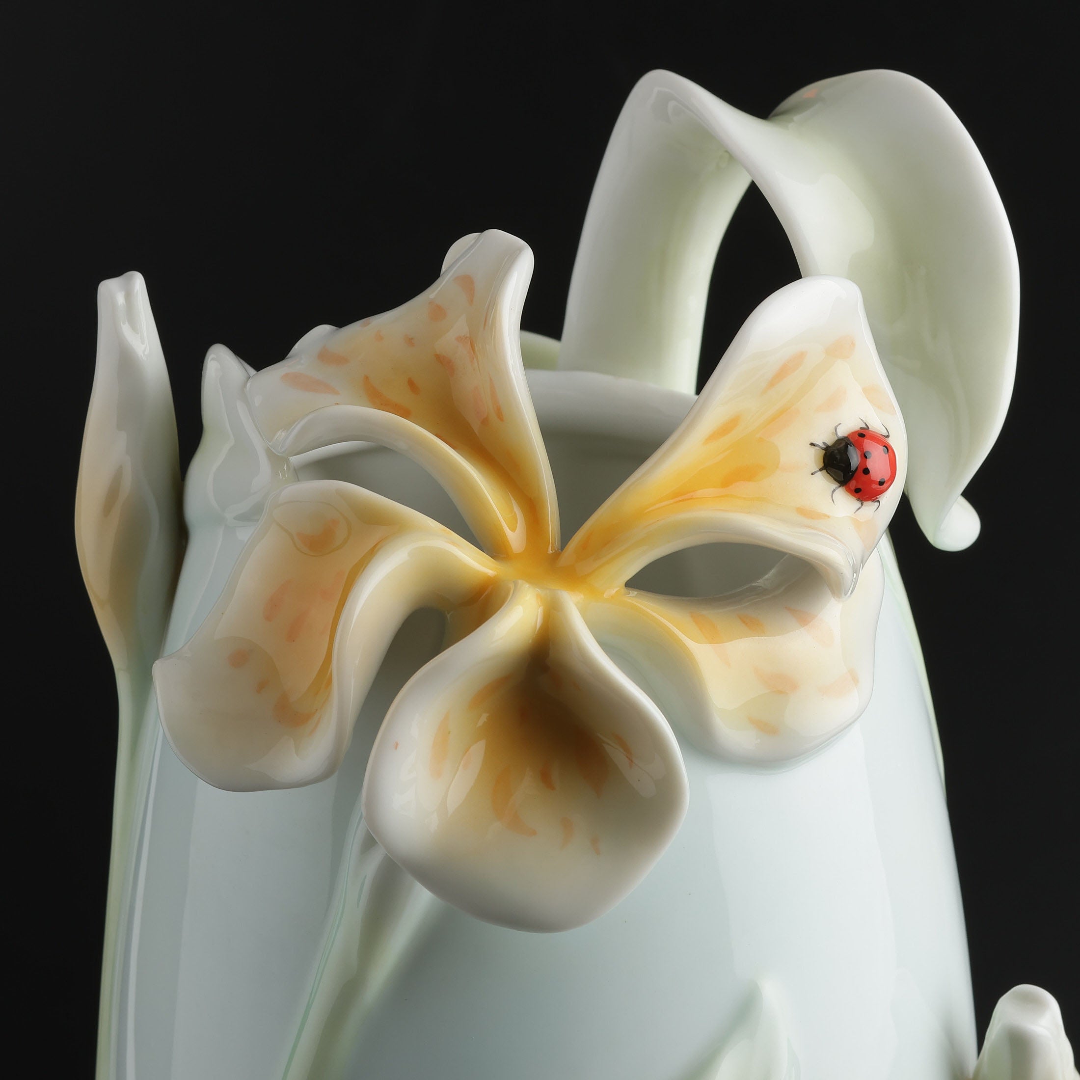 Tiger Lily and Lady Bug Tall Vase