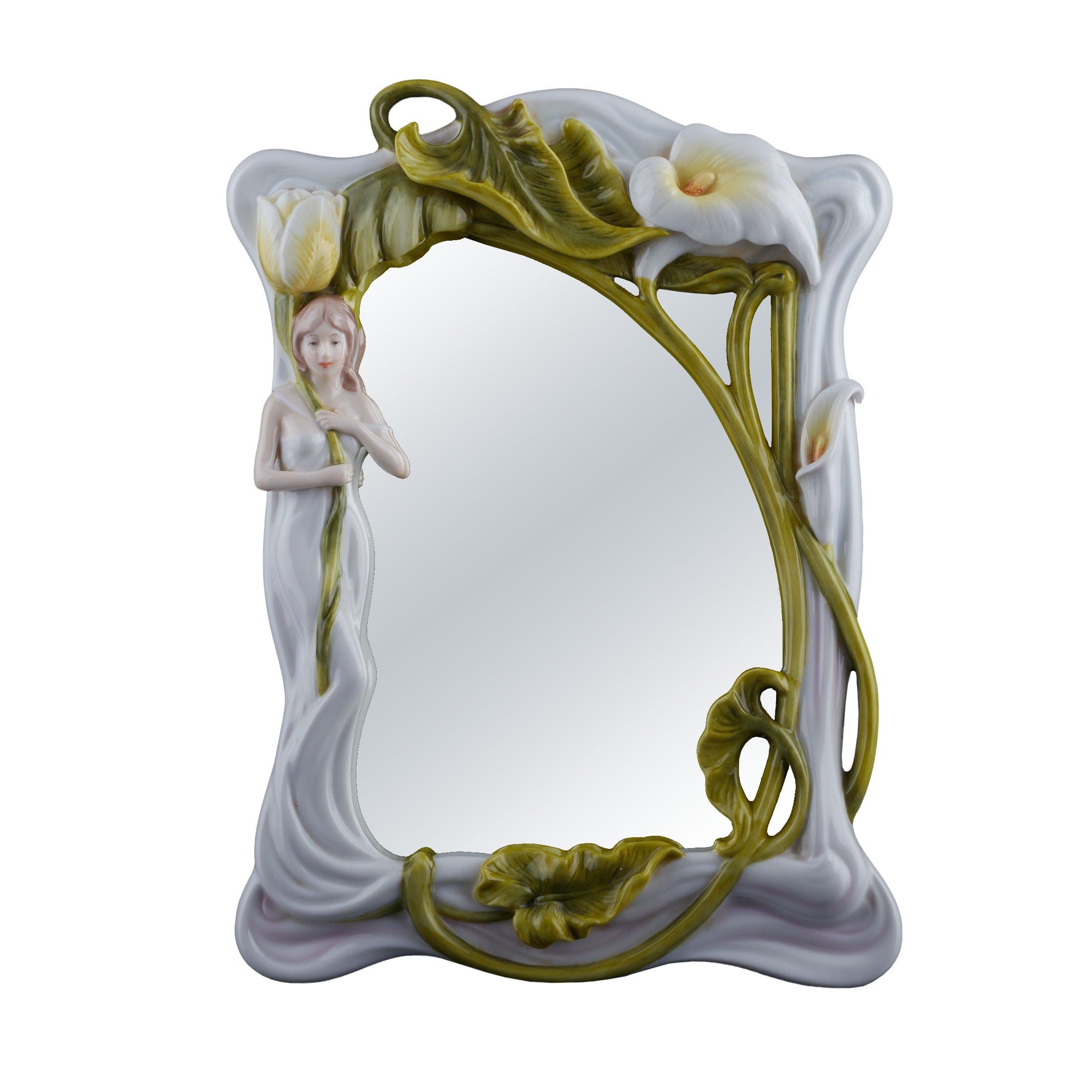 Maiden With Calla Lily and Tulips Mirror