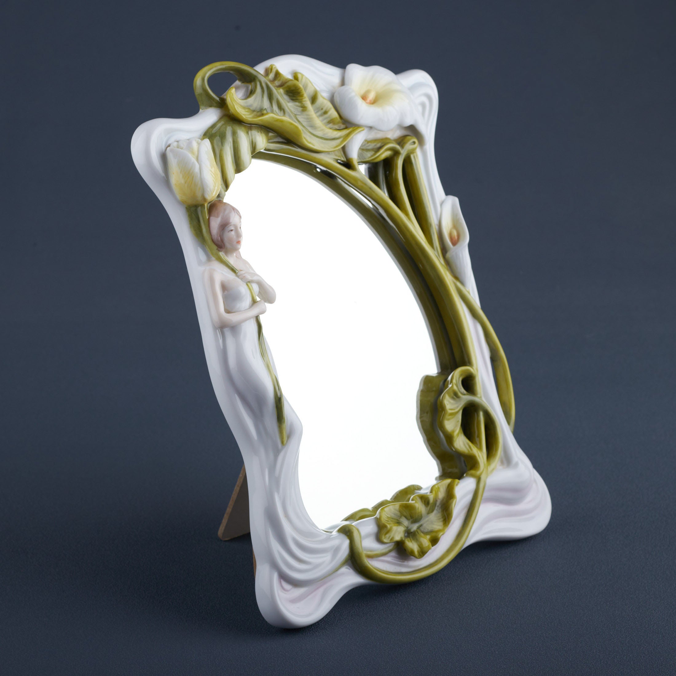Maiden With Calla Lily and Tulips Mirror