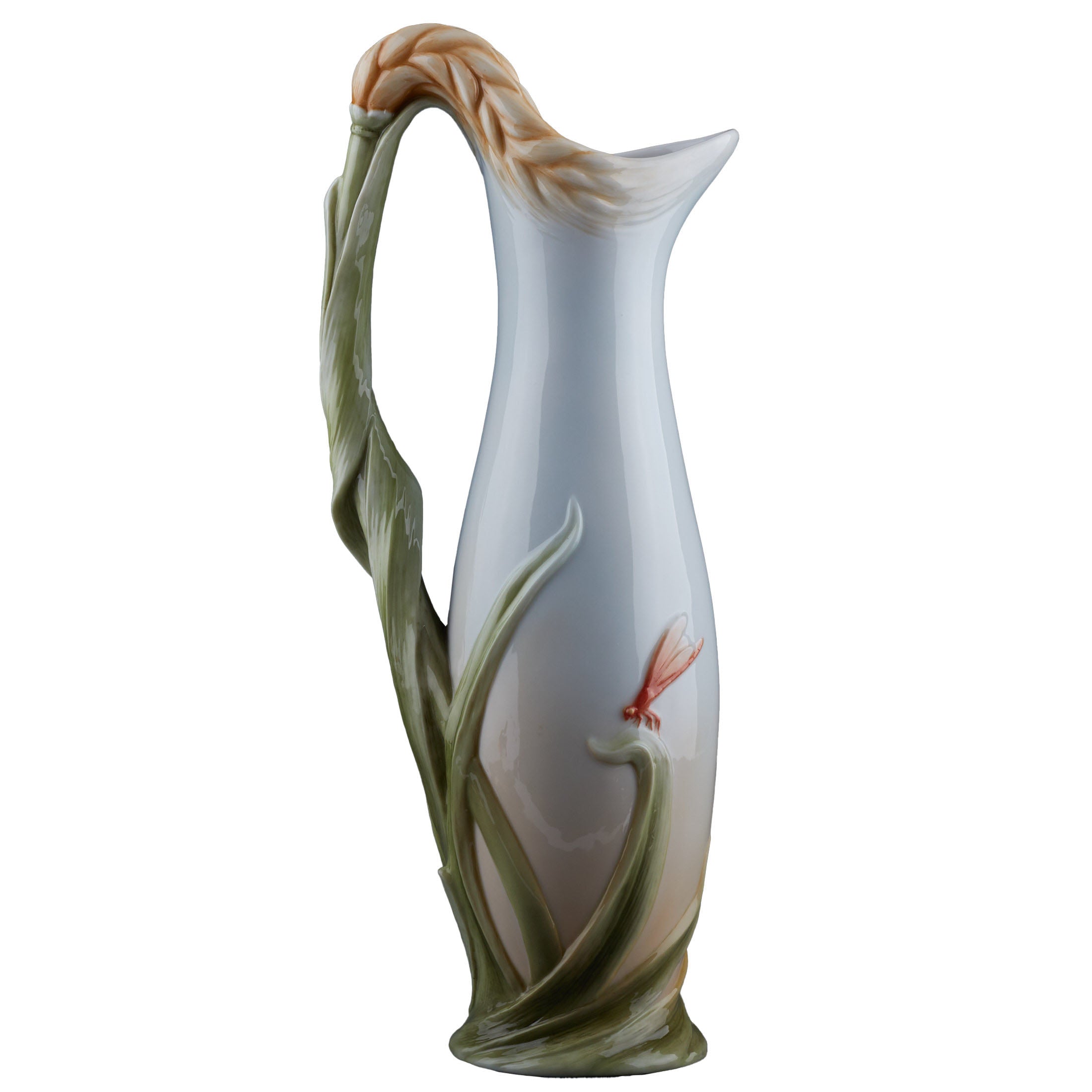 Wheat Stalk and Dragonfly Pitcher Vase