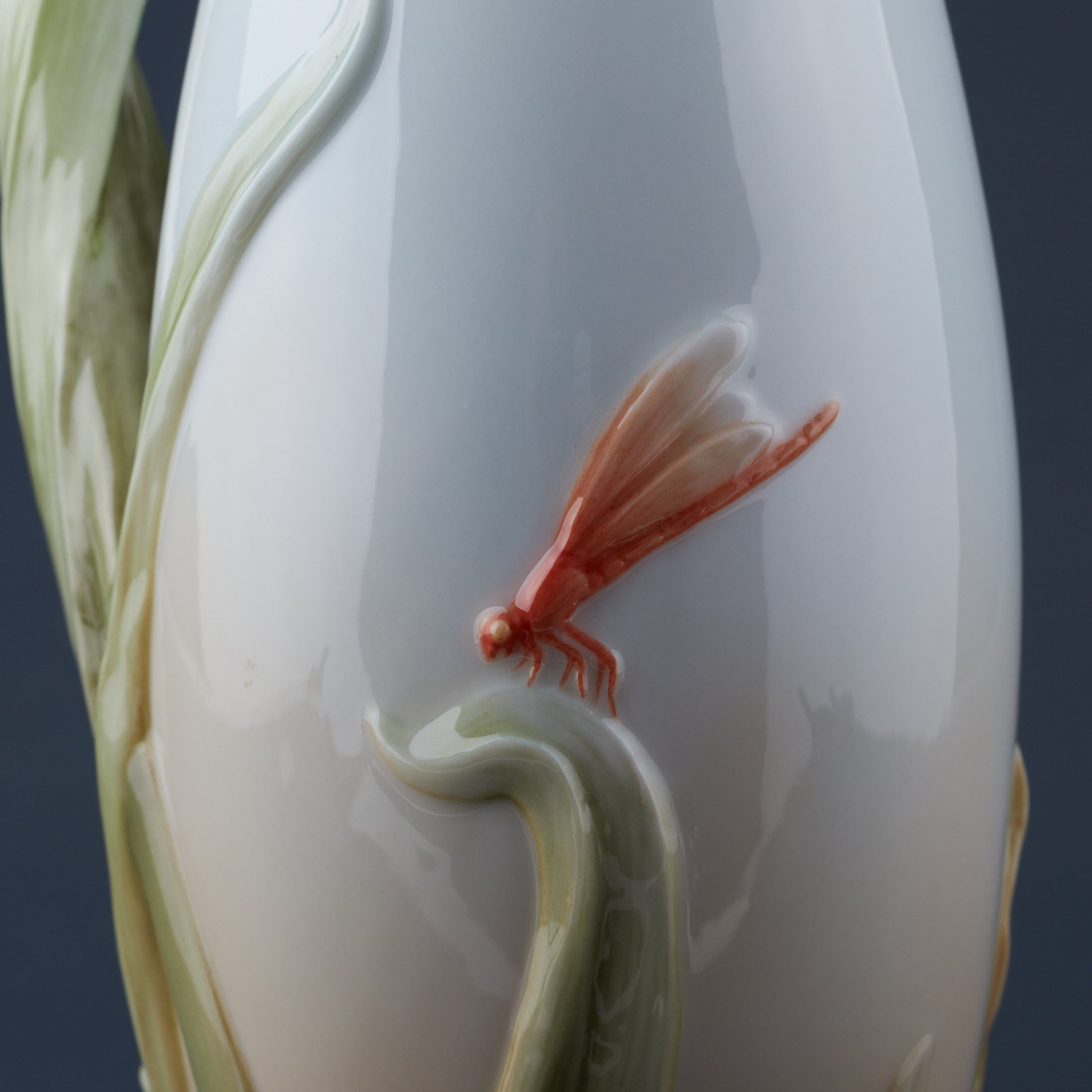 Wheat Stalk and Dragonfly Pitcher Vase