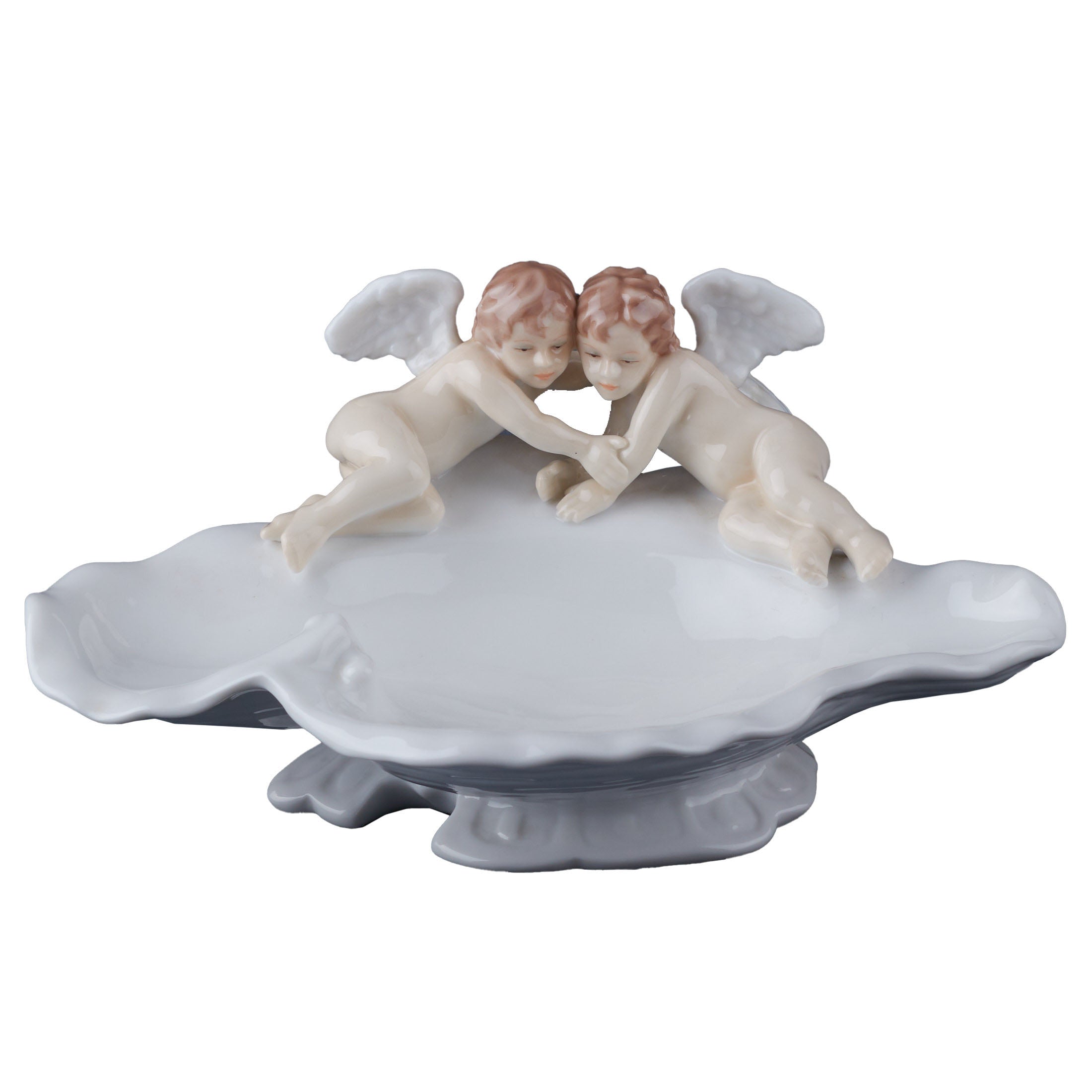 Cherubs On Wavy Shell Raised Dish