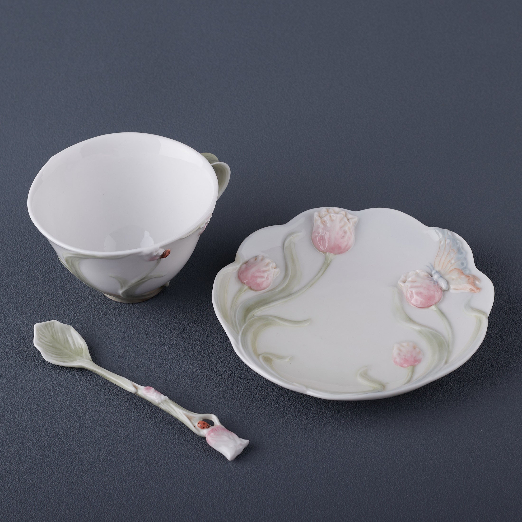 Tulip Coffee Cup Set With Spoon