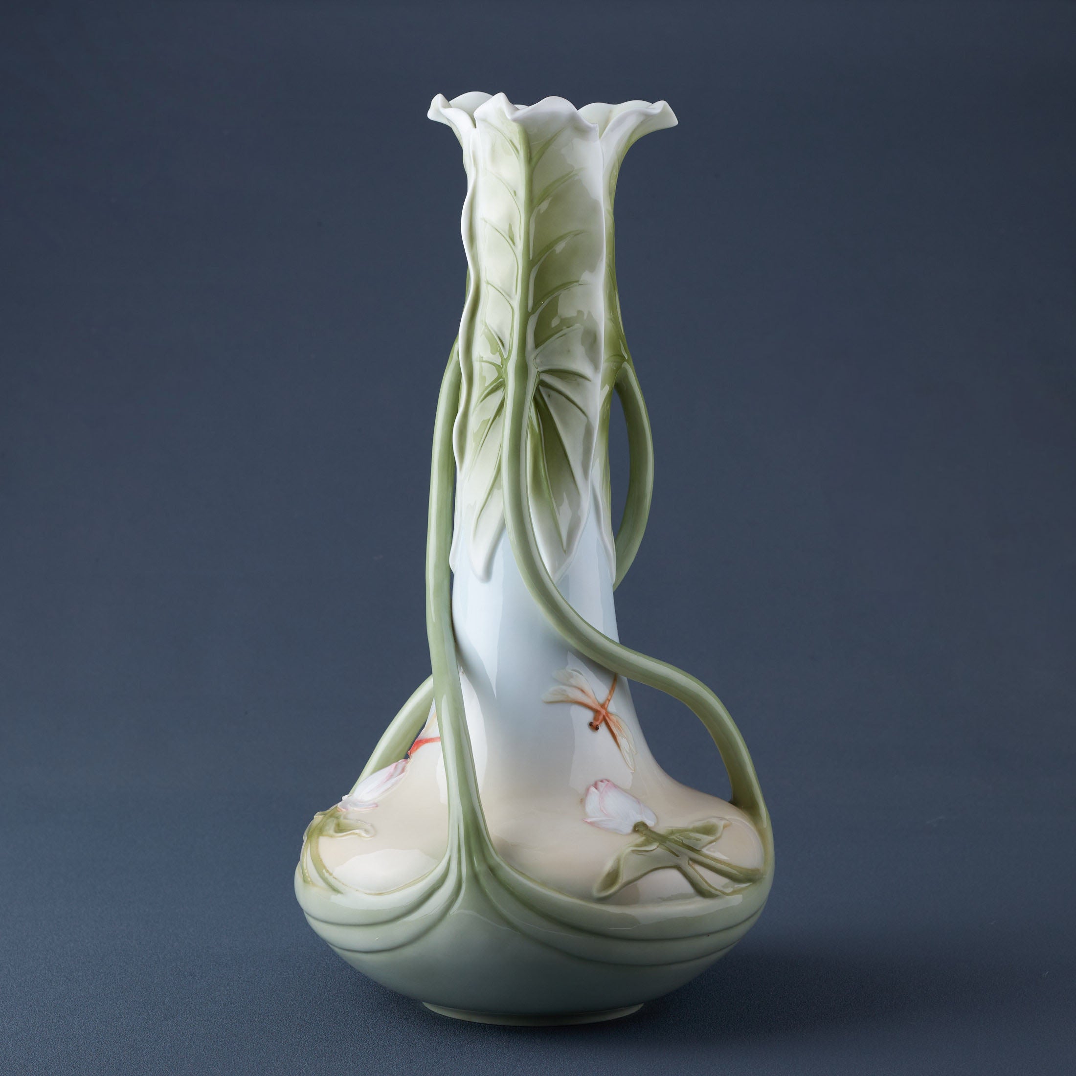 Triple Lotus Leaves Tall Vase