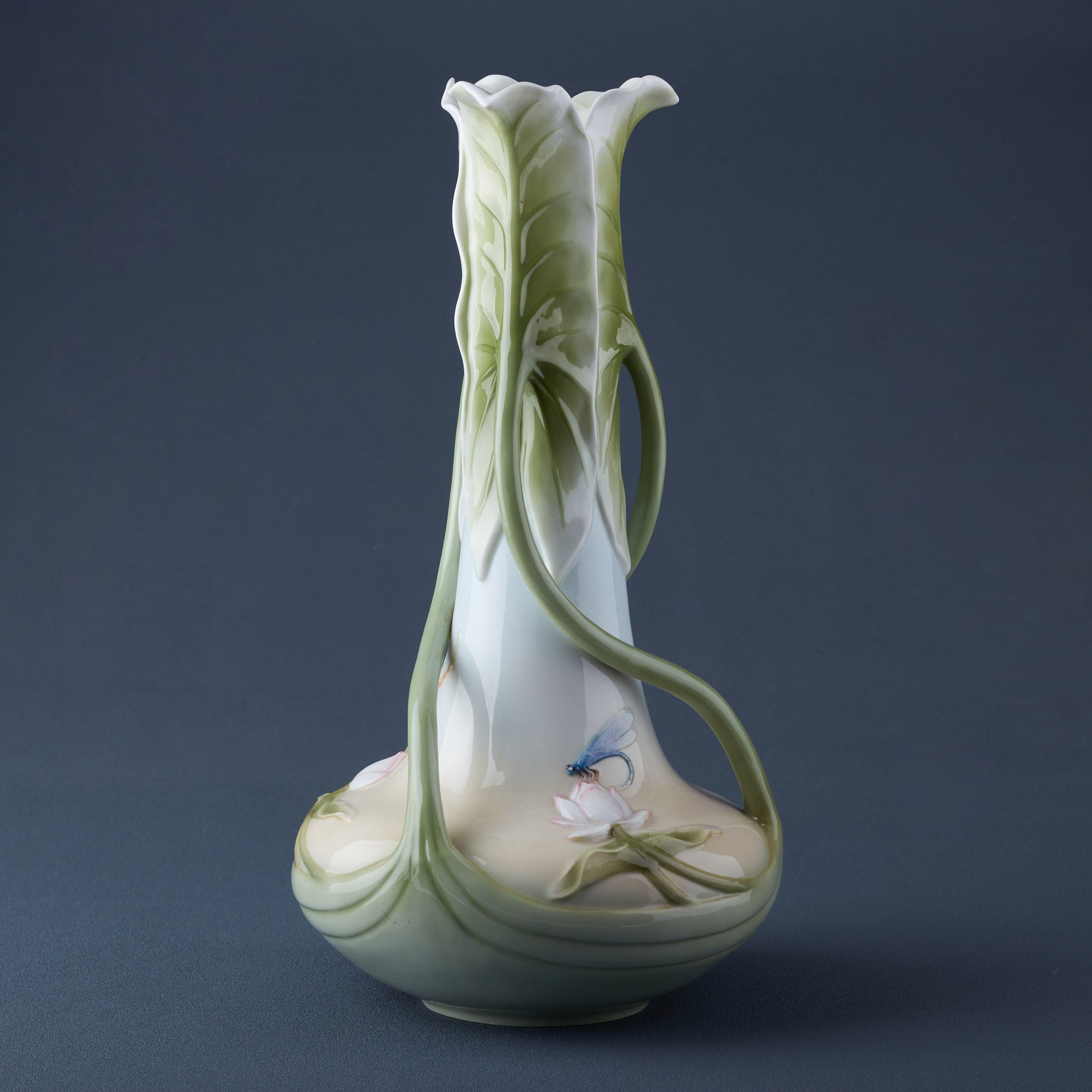 Triple Lotus Leaves Tall Vase
