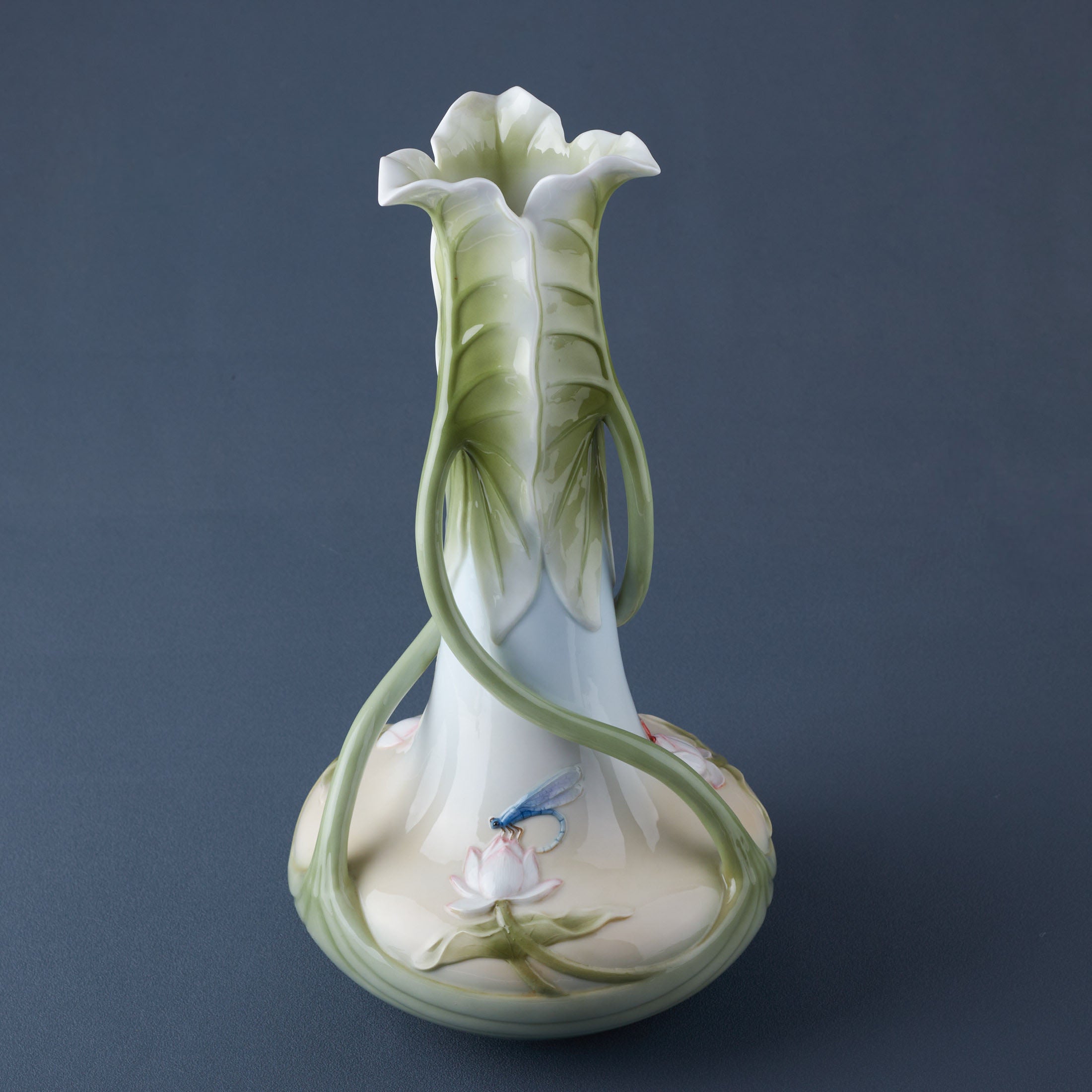 Triple Lotus Leaves Tall Vase