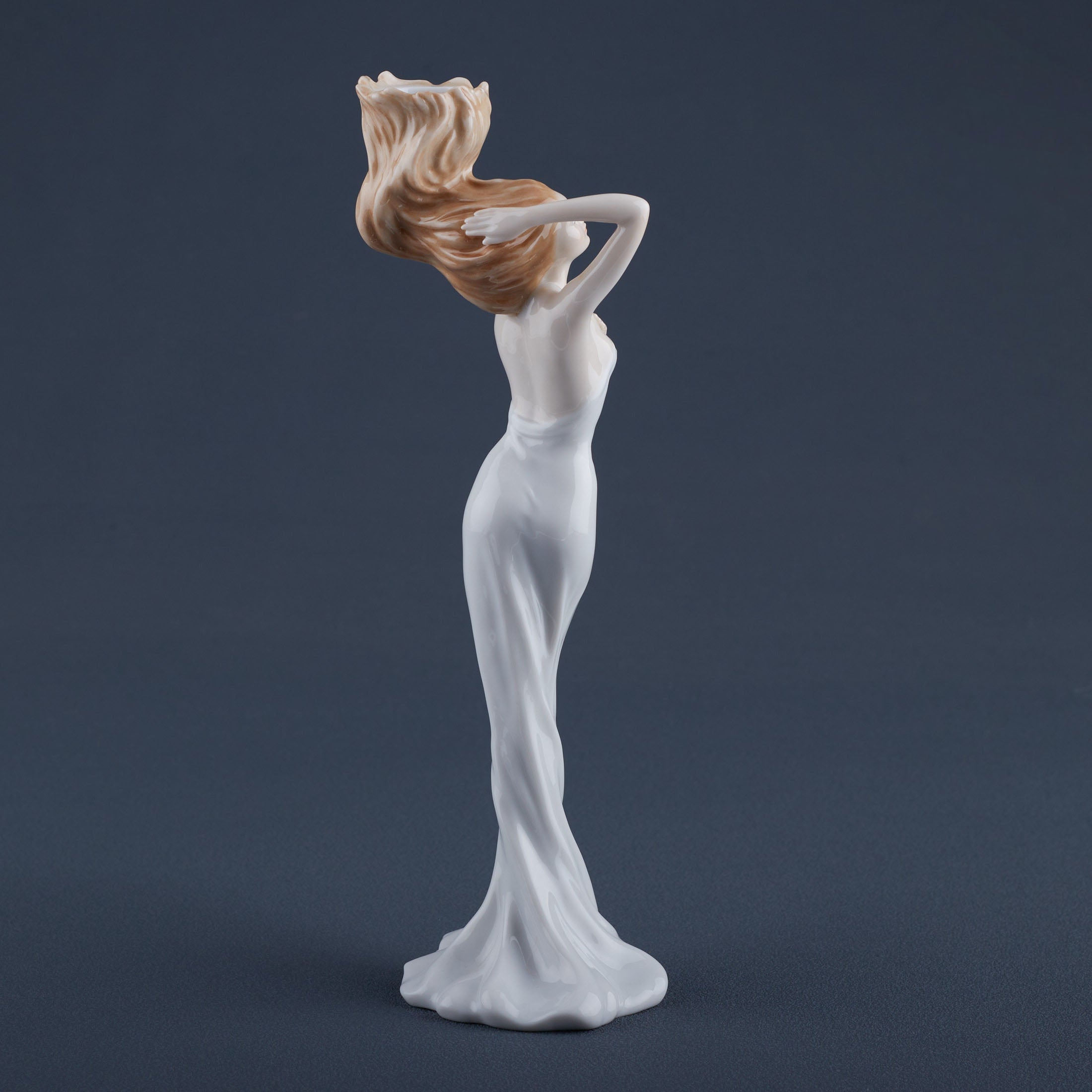 Art Nouveau Maiden with Flaming Hair Porcelain Candle Holder
