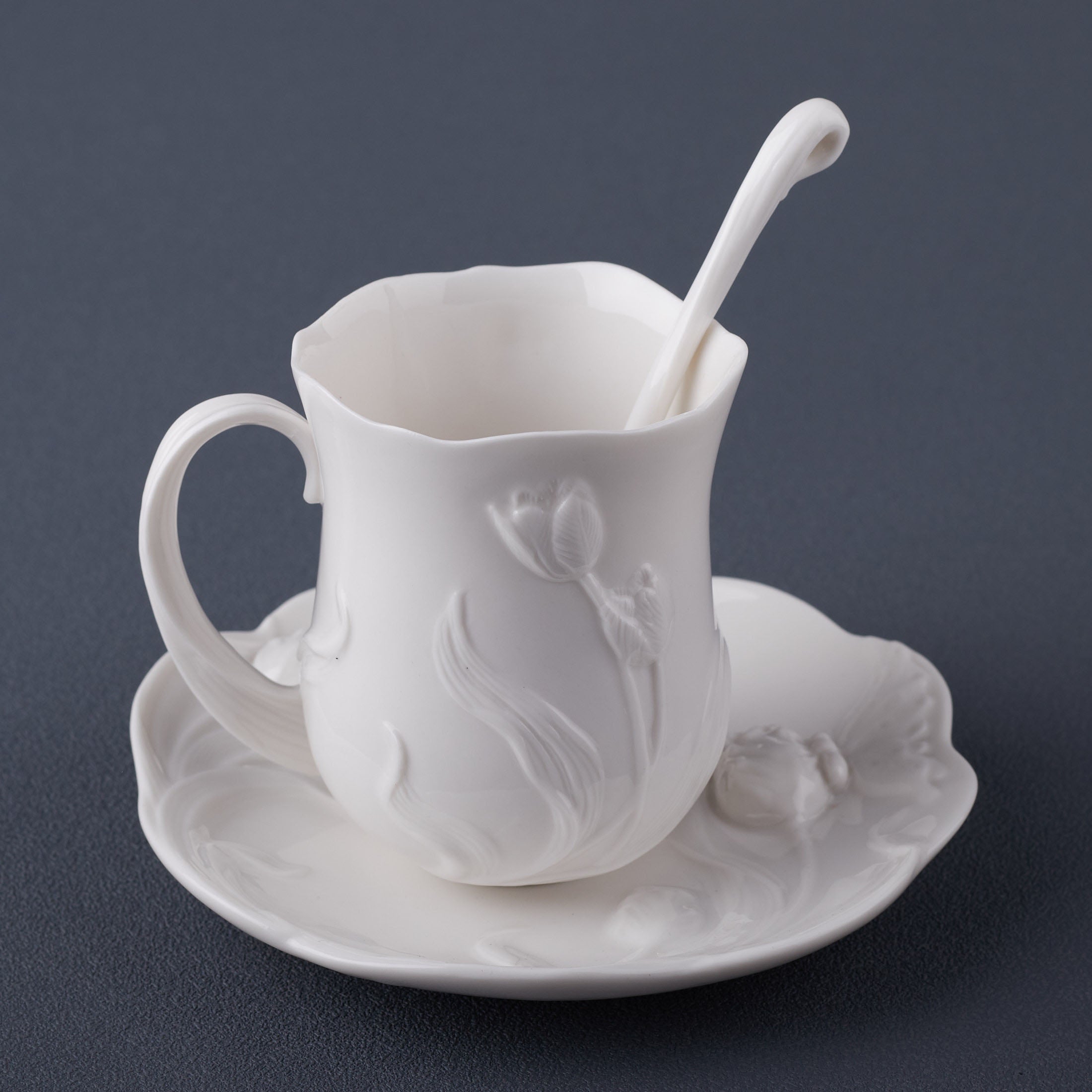 Tulip Coffee 3 Pcs Cup Set (White)