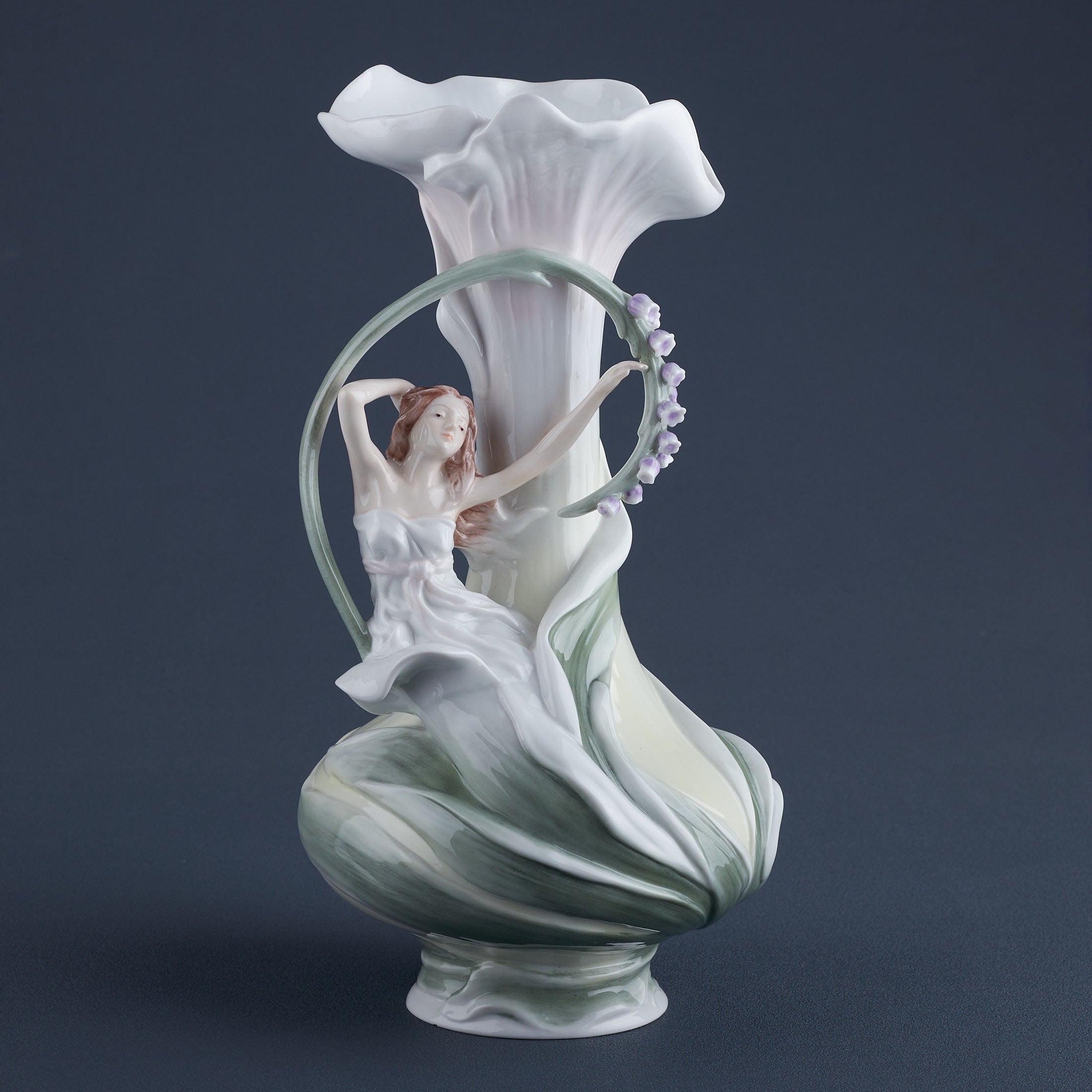 Maiden and Blue Bell Flowers Vase