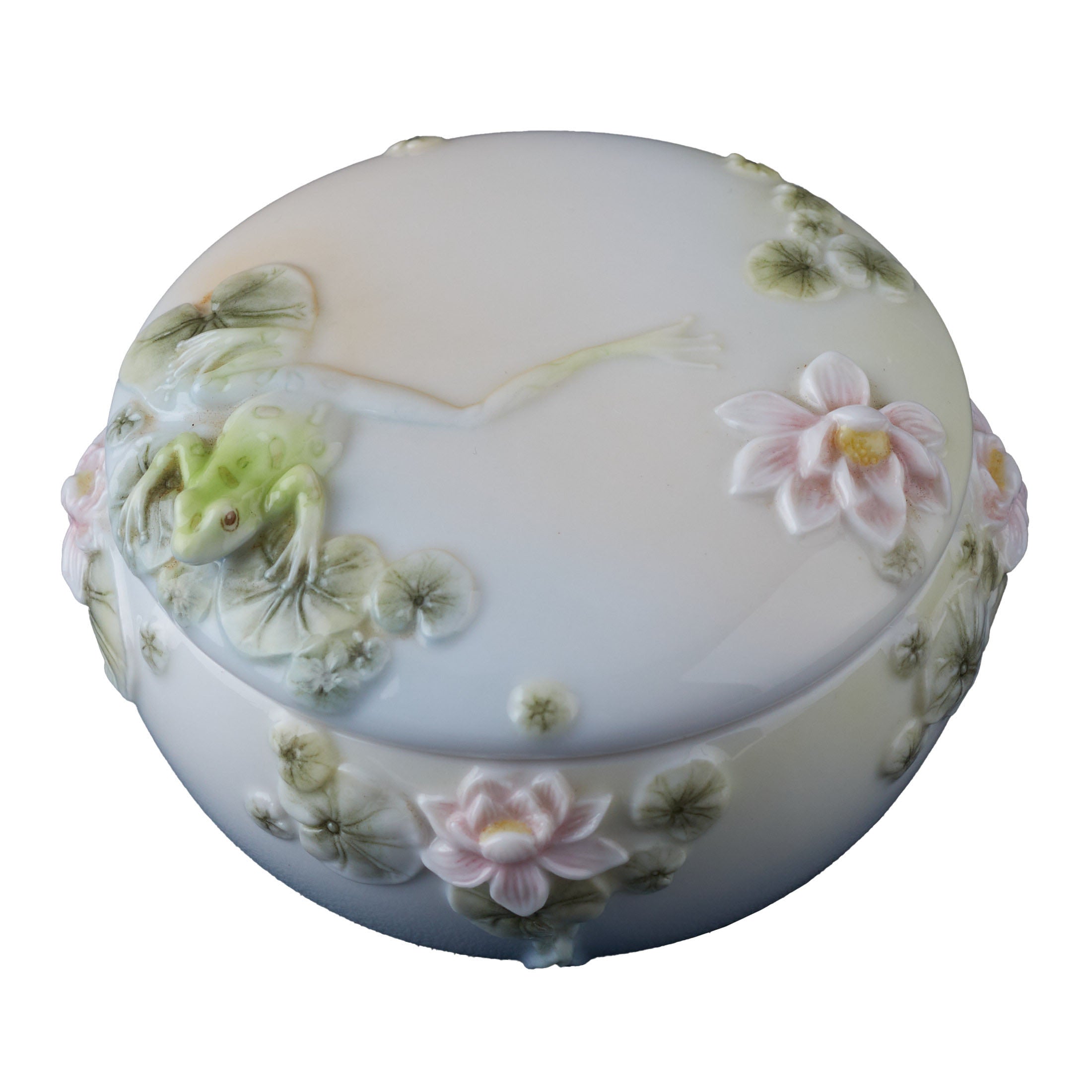 Frog and Water Lily Trinket Box