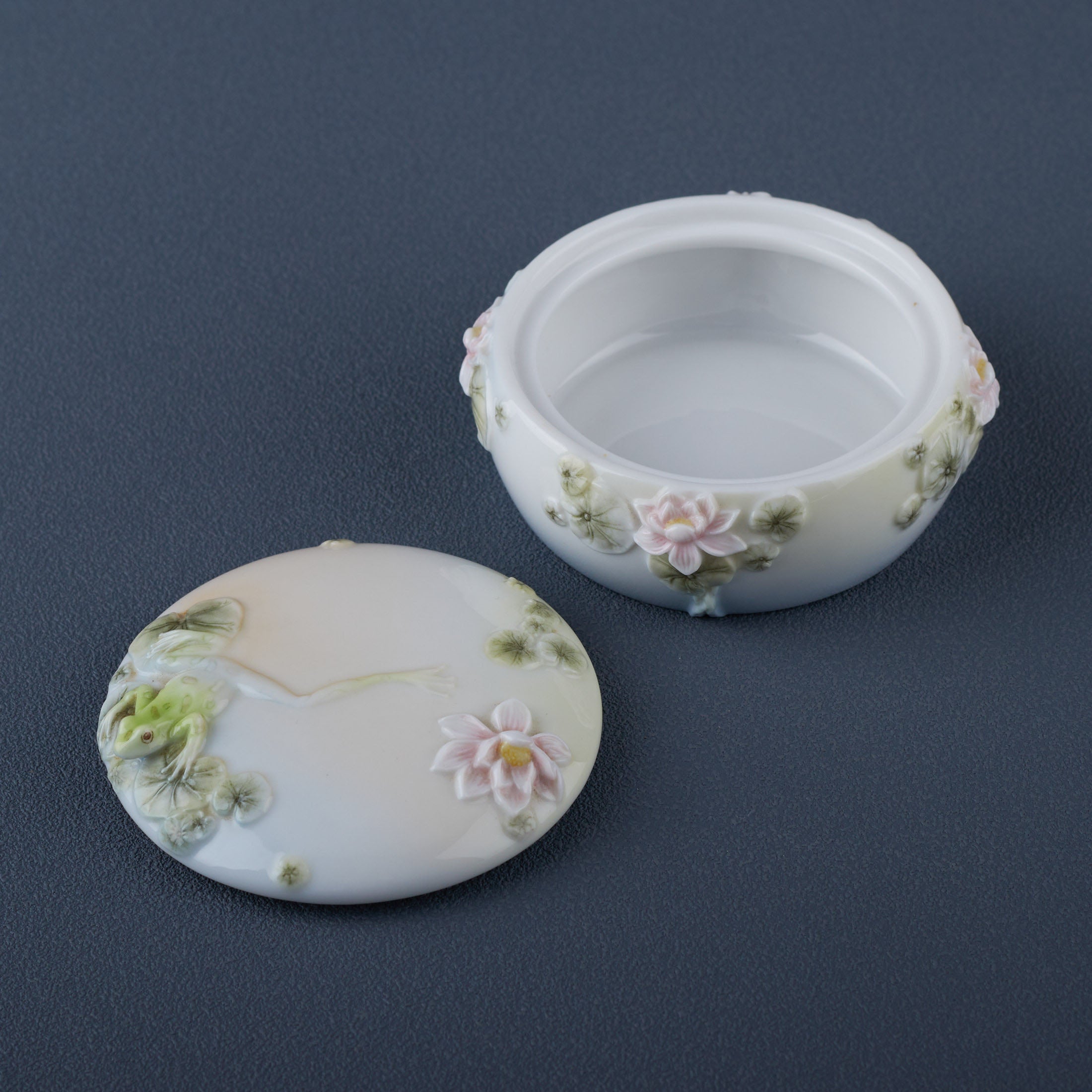 Frog and Water Lily Trinket Box