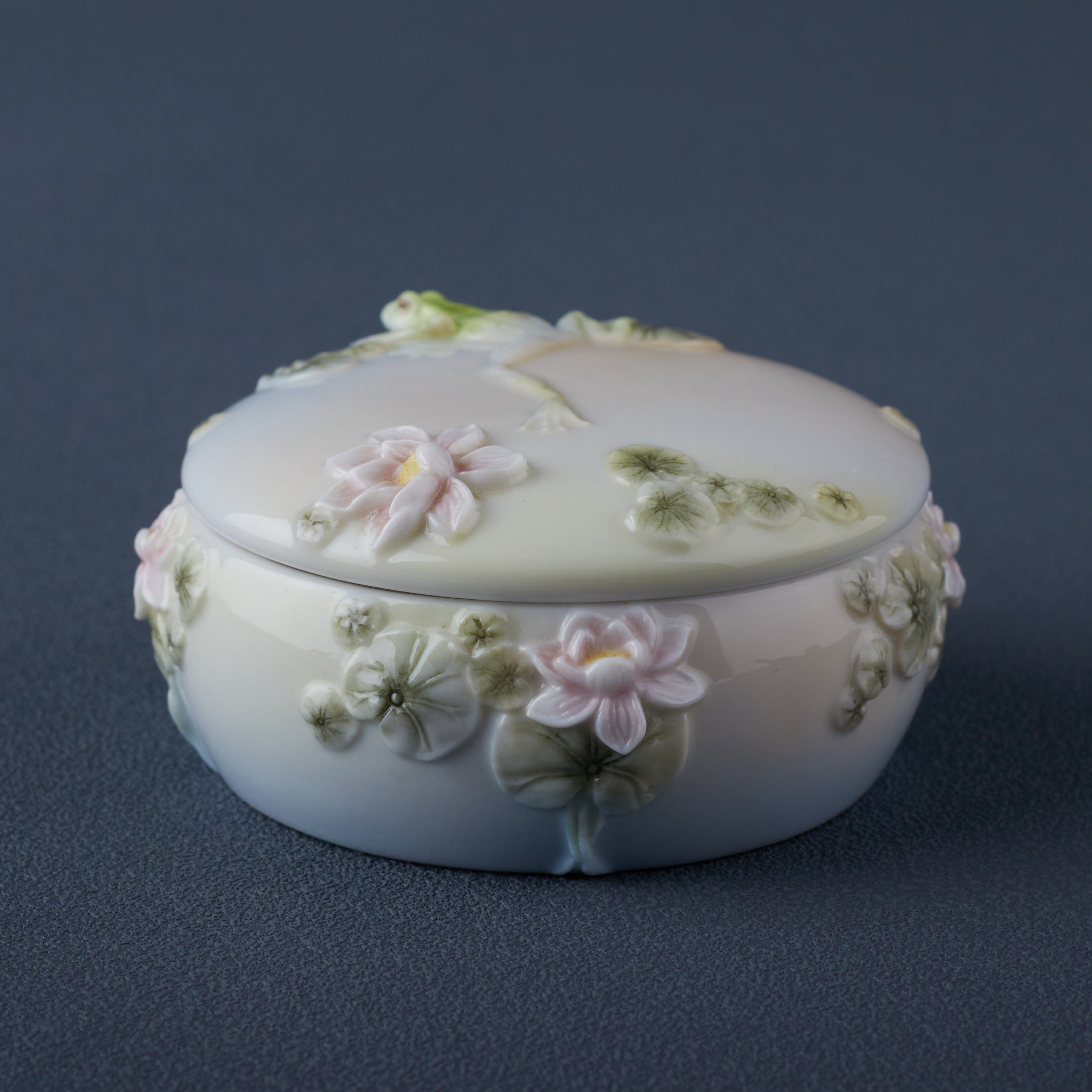 Frog and Water Lily Trinket Box