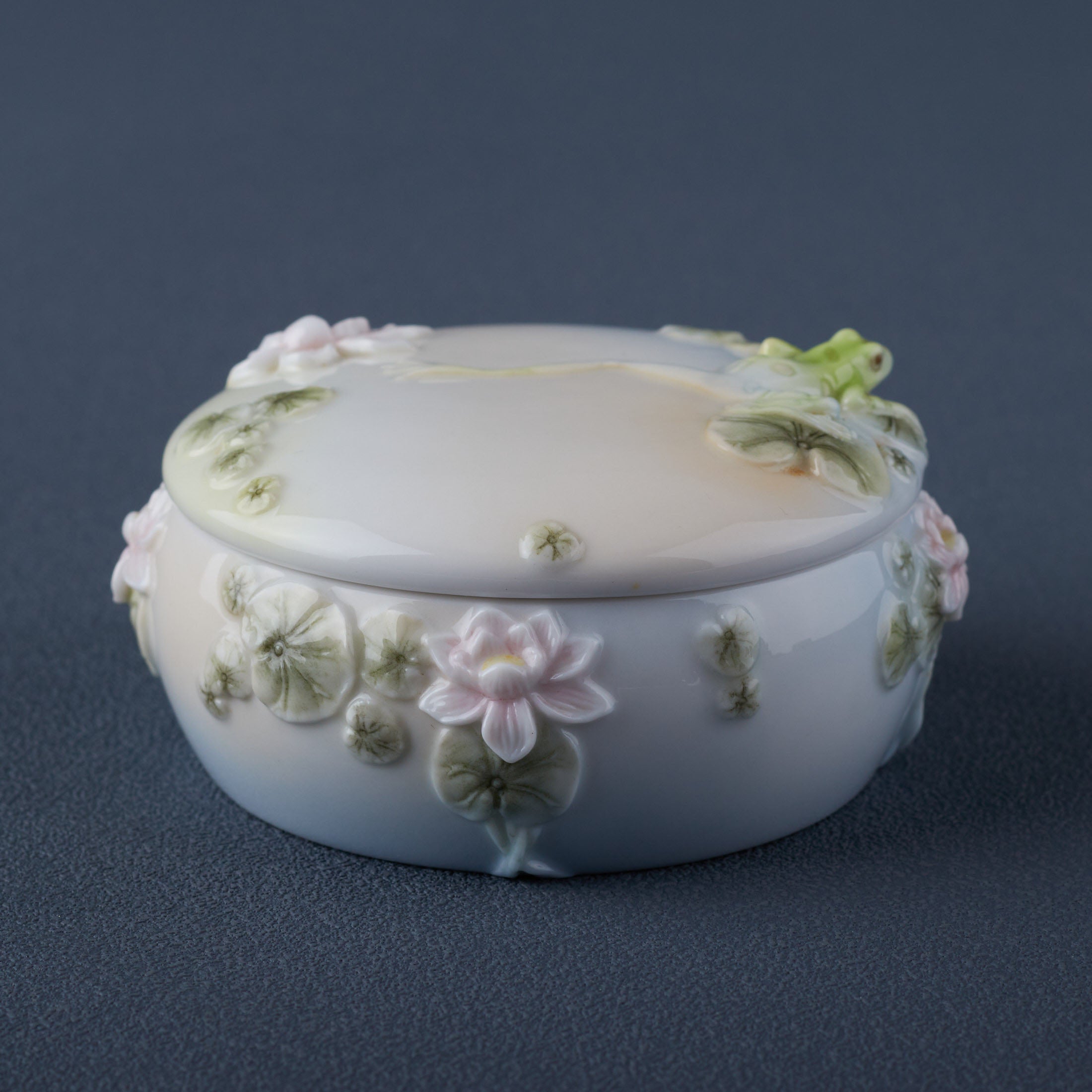 Frog and Water Lily Trinket Box
