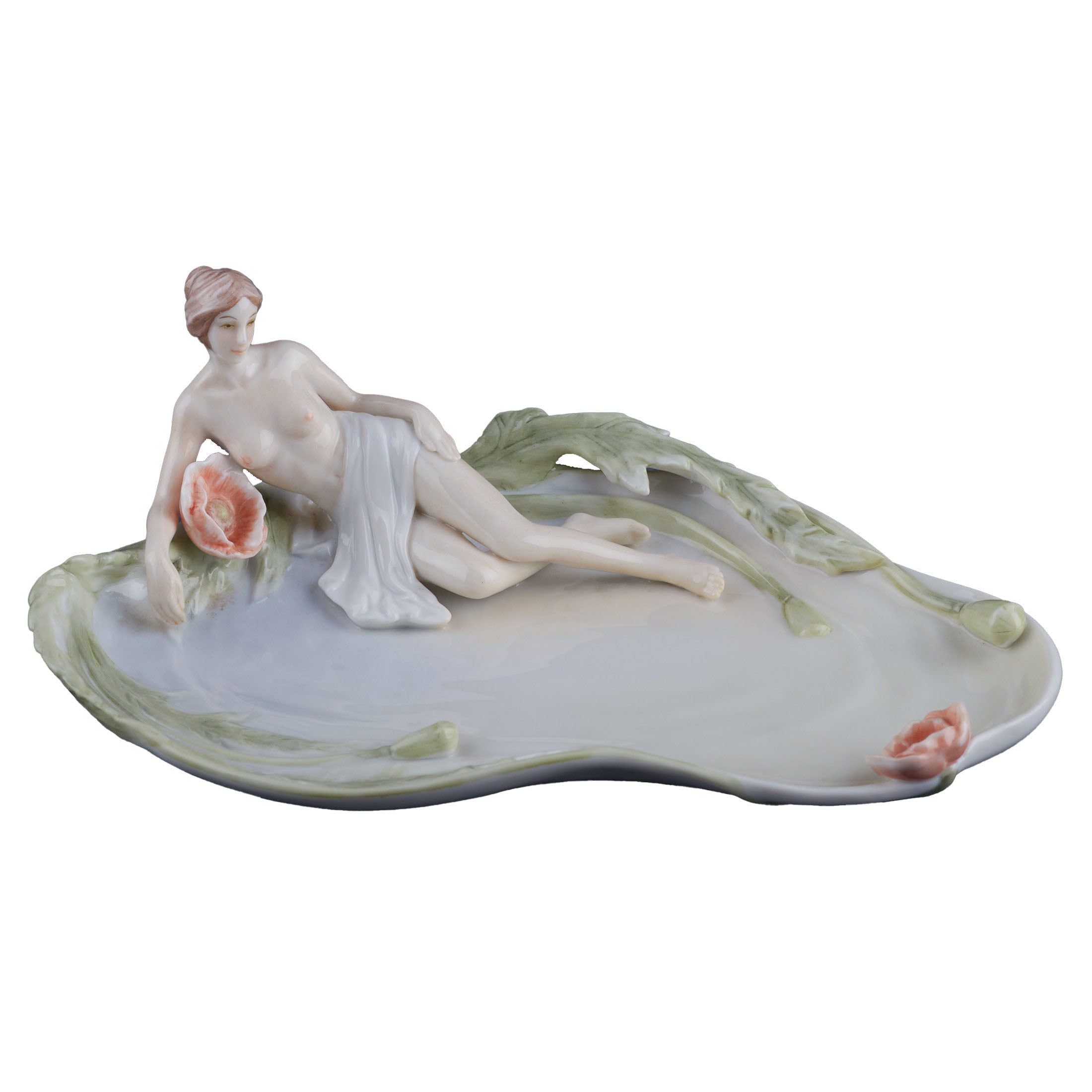 Reclining Nude and Poppy Porcelain Tray