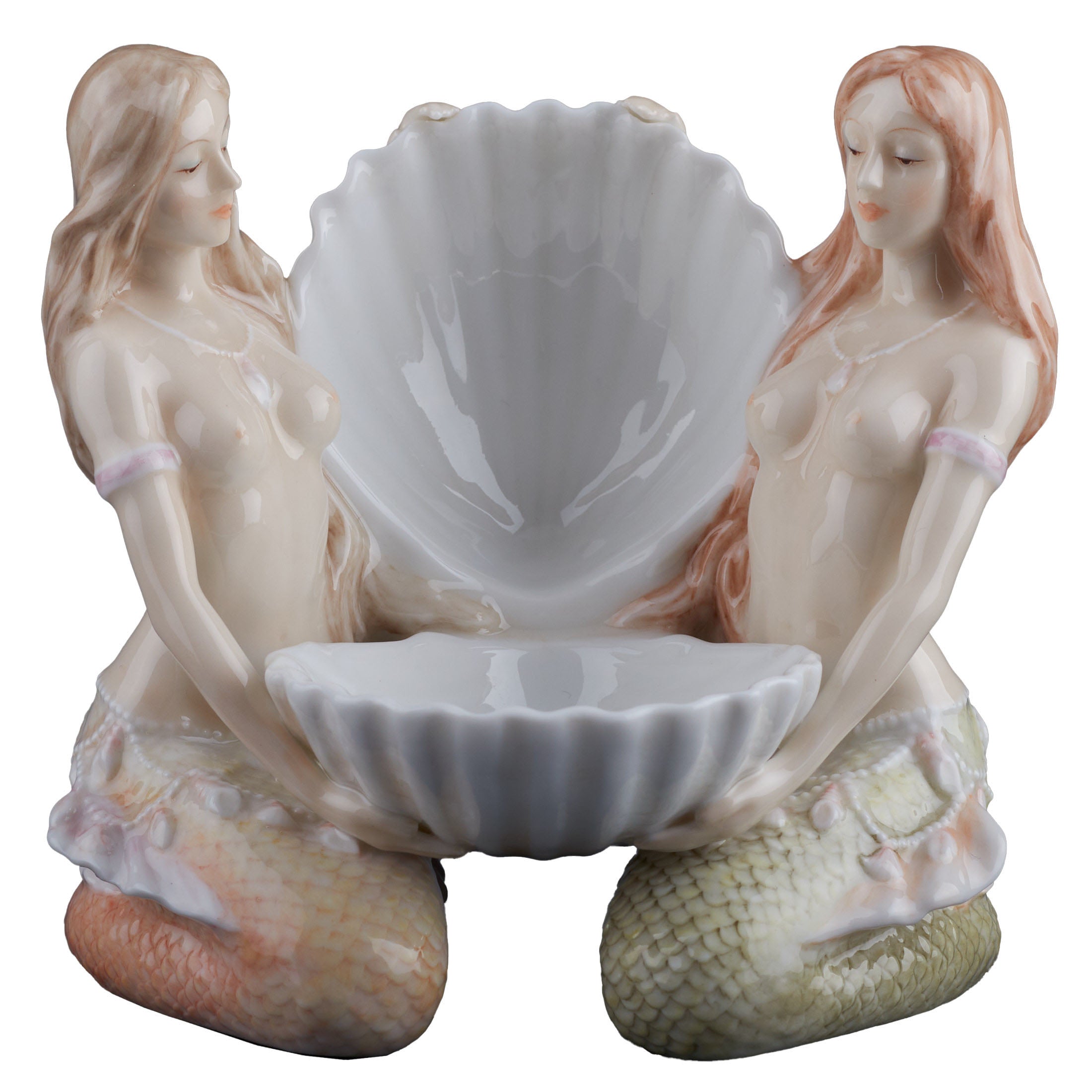 2 Nude Mermaids and Shell Ring Tray