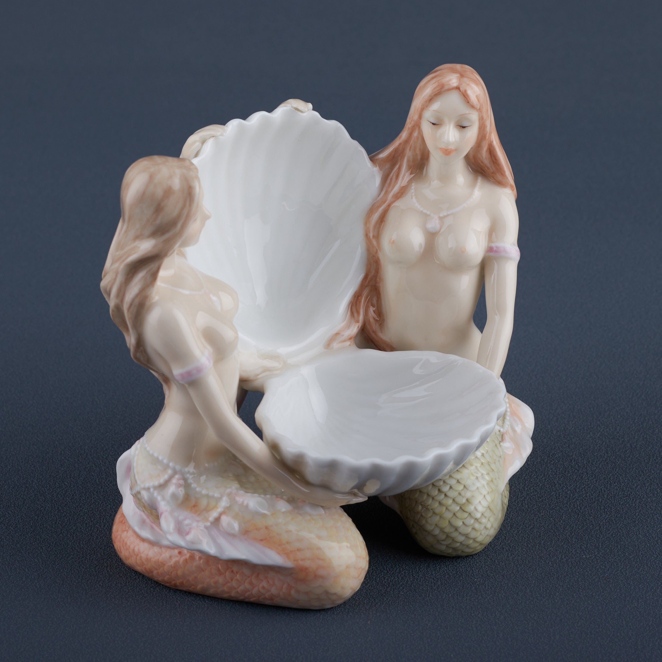 2 Nude Mermaids and Shell Ring Tray